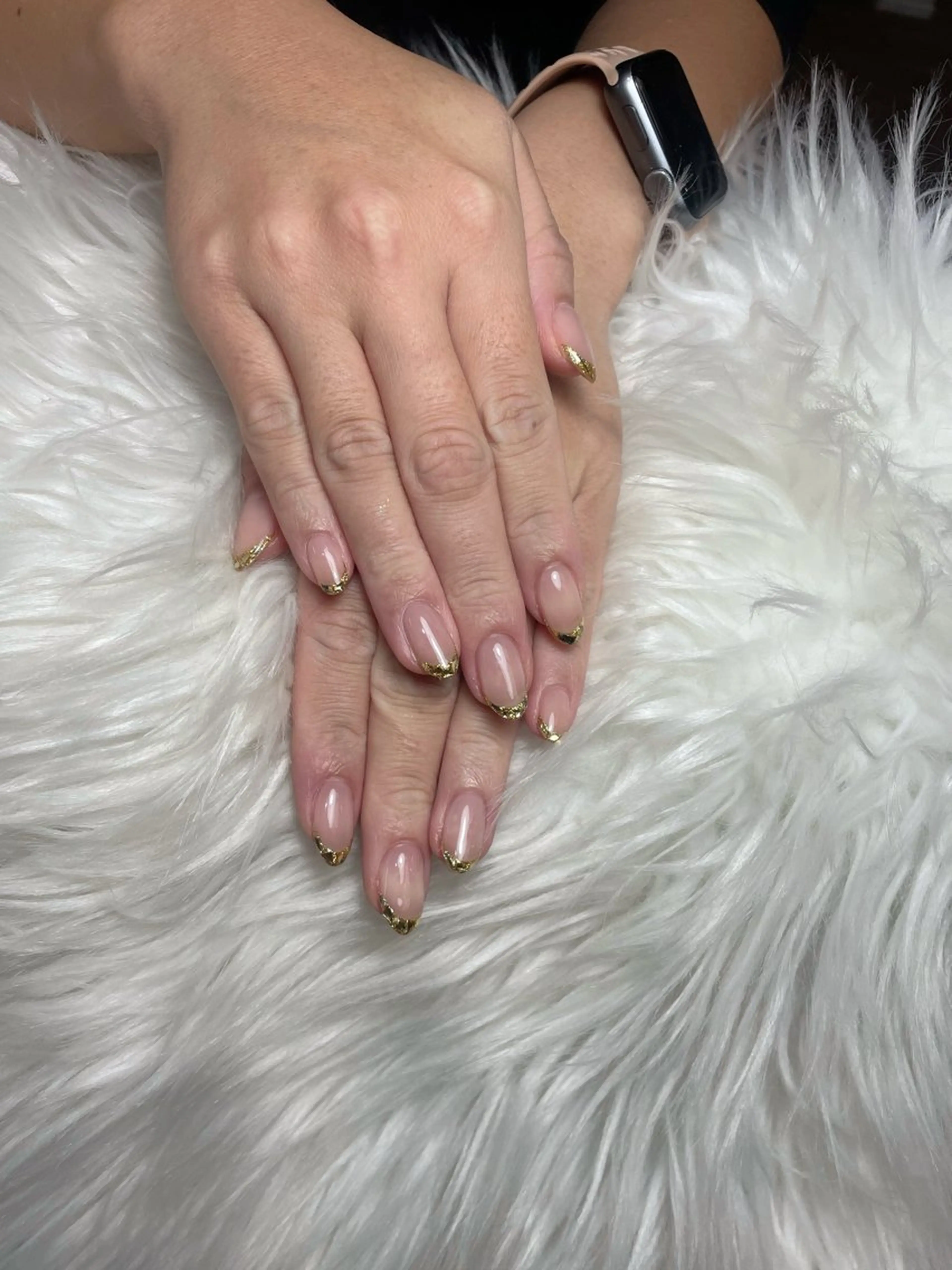 ガラスフレンチネイル(オフあり)の写真