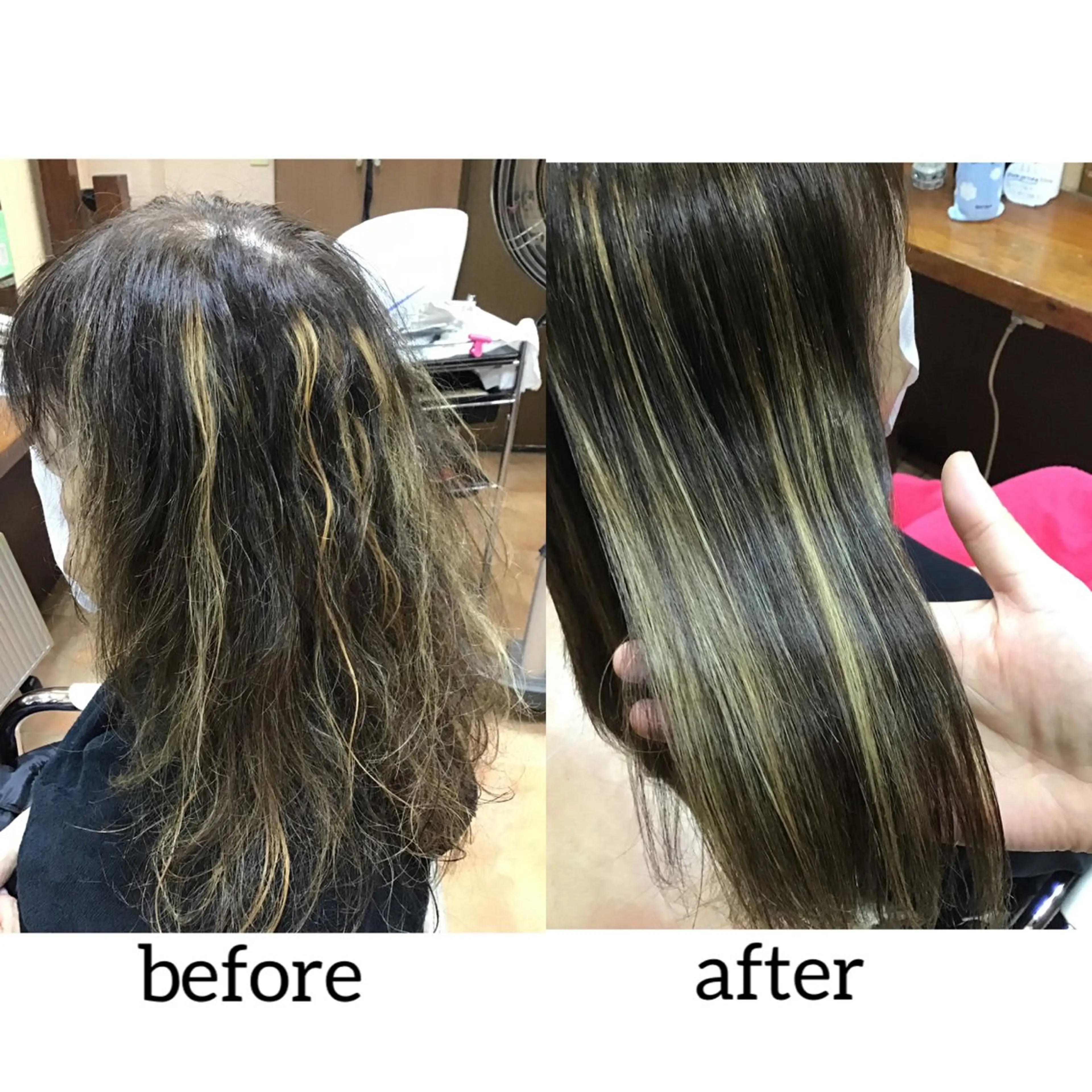 ロング くせ毛 ハイライト 根本 未由のヘアスタイル