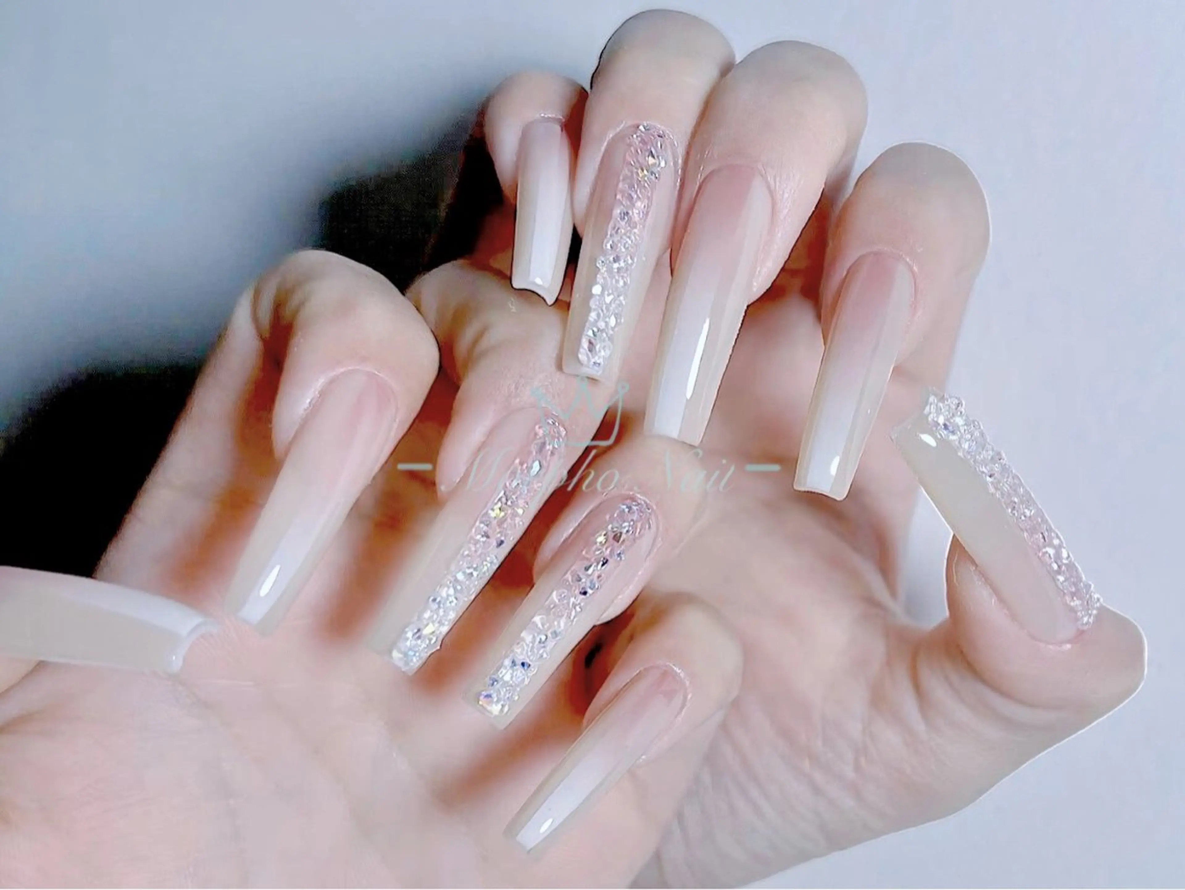 ネイル 長さ出し ジェルネイル キラキラネイル 大理石ネイル(マーブル) ニュアンスネイル ハンドネイル Morpho nailのネイルデザイン