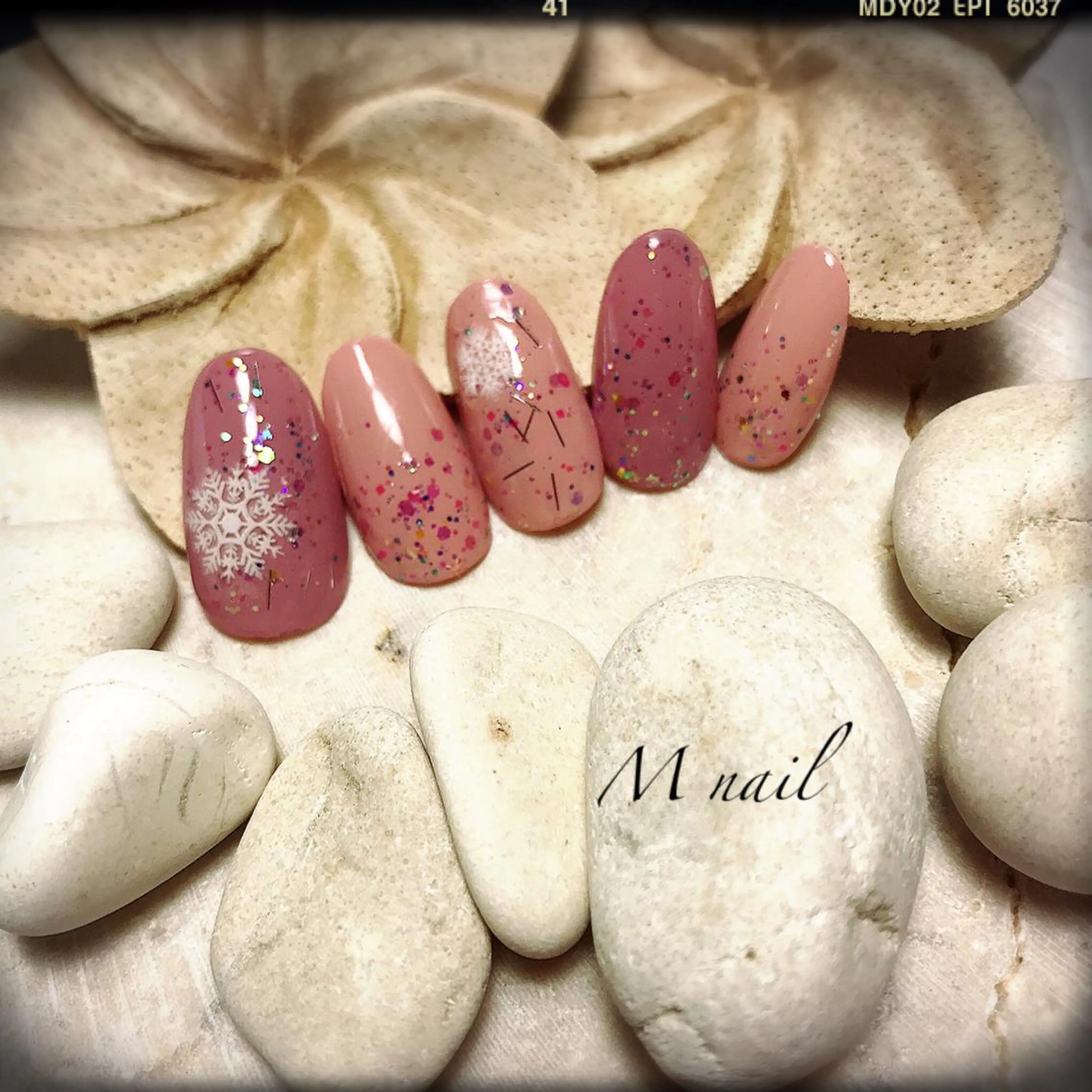 ネイル ピンク 冬ネイル M nail 市原市ちはら台のネイルデザイン