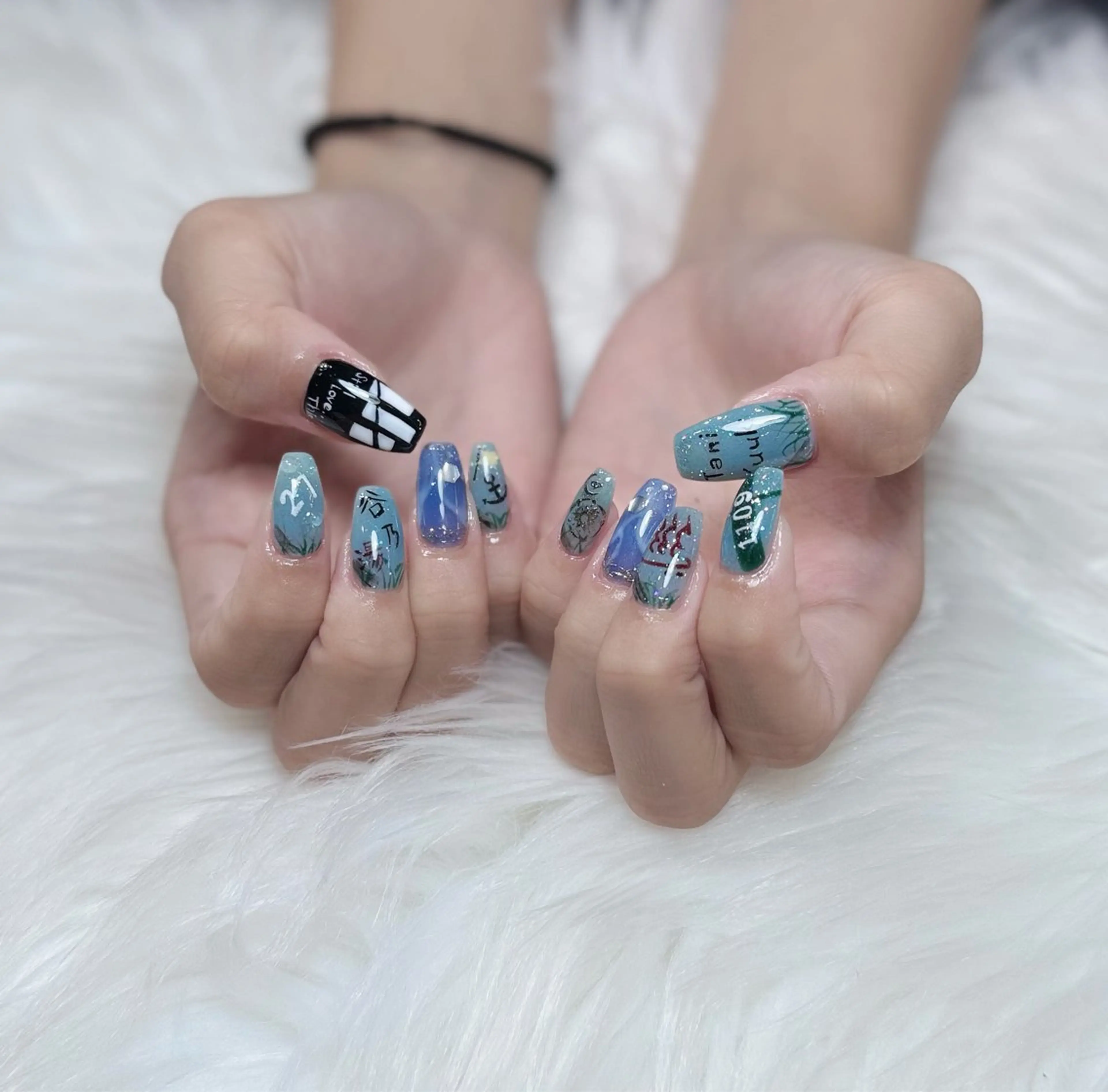 ネイル アートネイル オーロラネイル ジェルネイル 韓国ネイル ロングネイル ハンドネイル Nichi Nailsのネイルデザイン