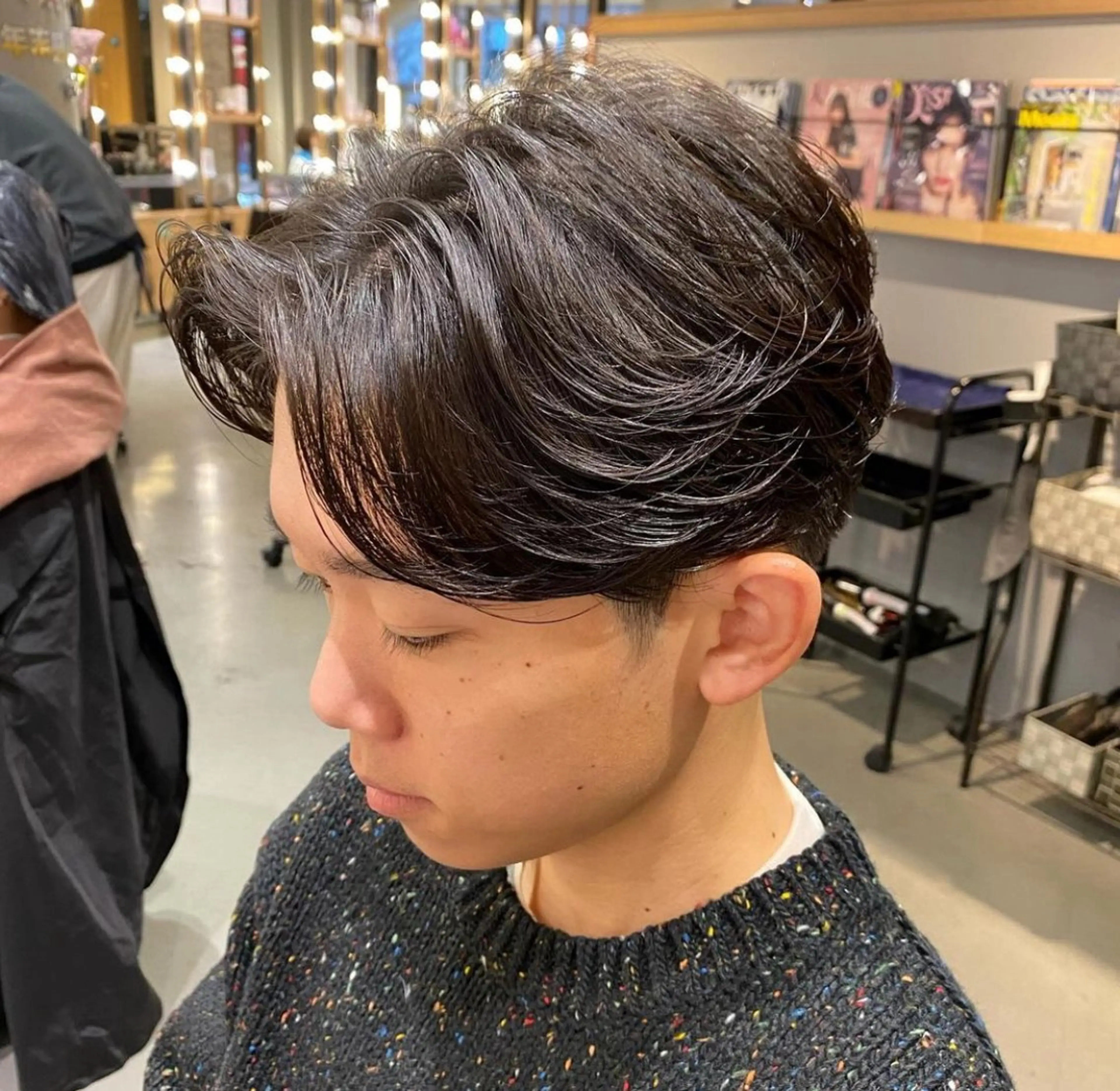 ミディアム パーマ unopulir 景山　凌のヘアスタイル