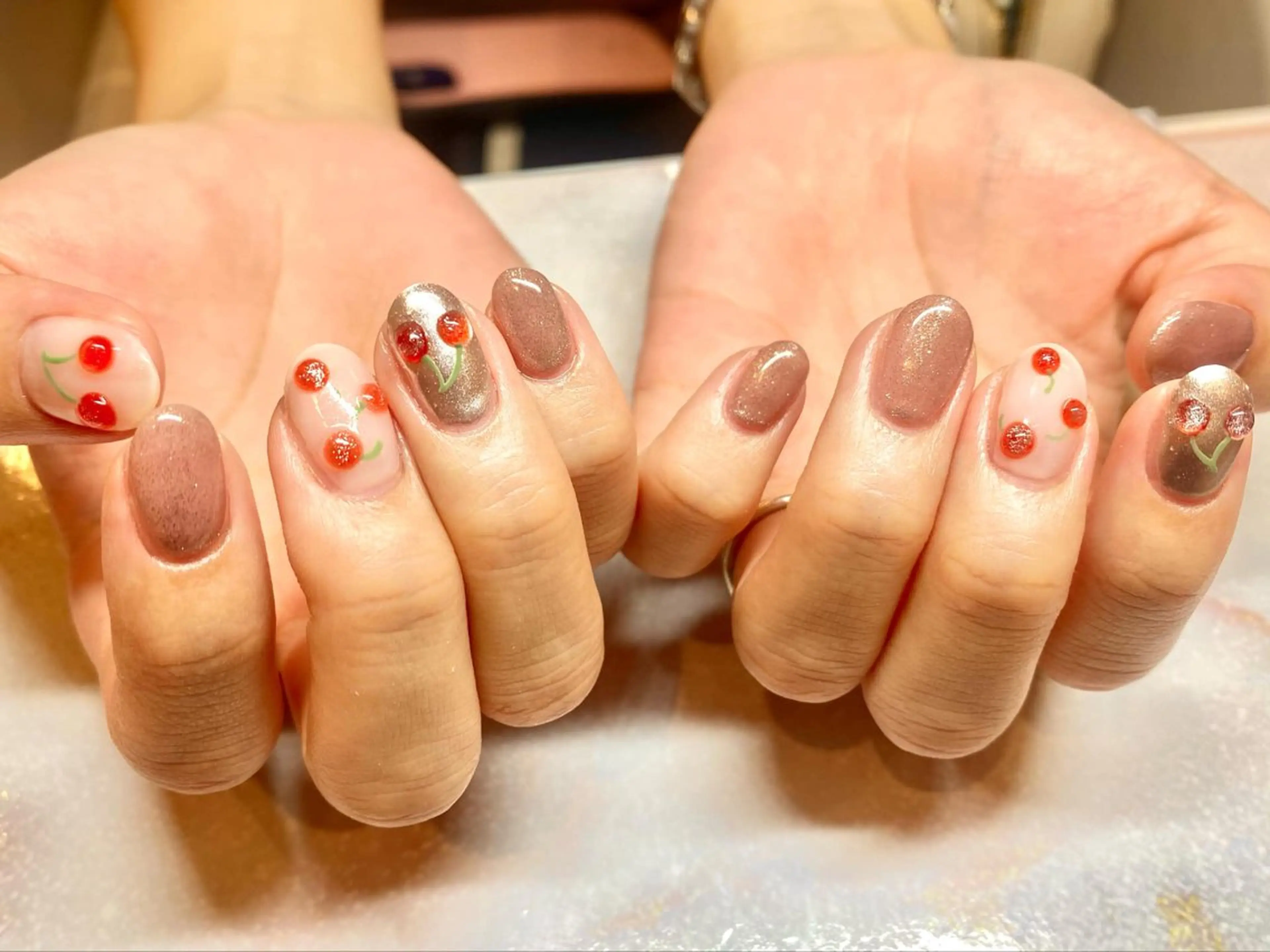 ネイル アートネイル 入学式 ジェルネイル マグネットネイル ワンカラーネイル f'bloom  L’ecrinのネイルデザイン