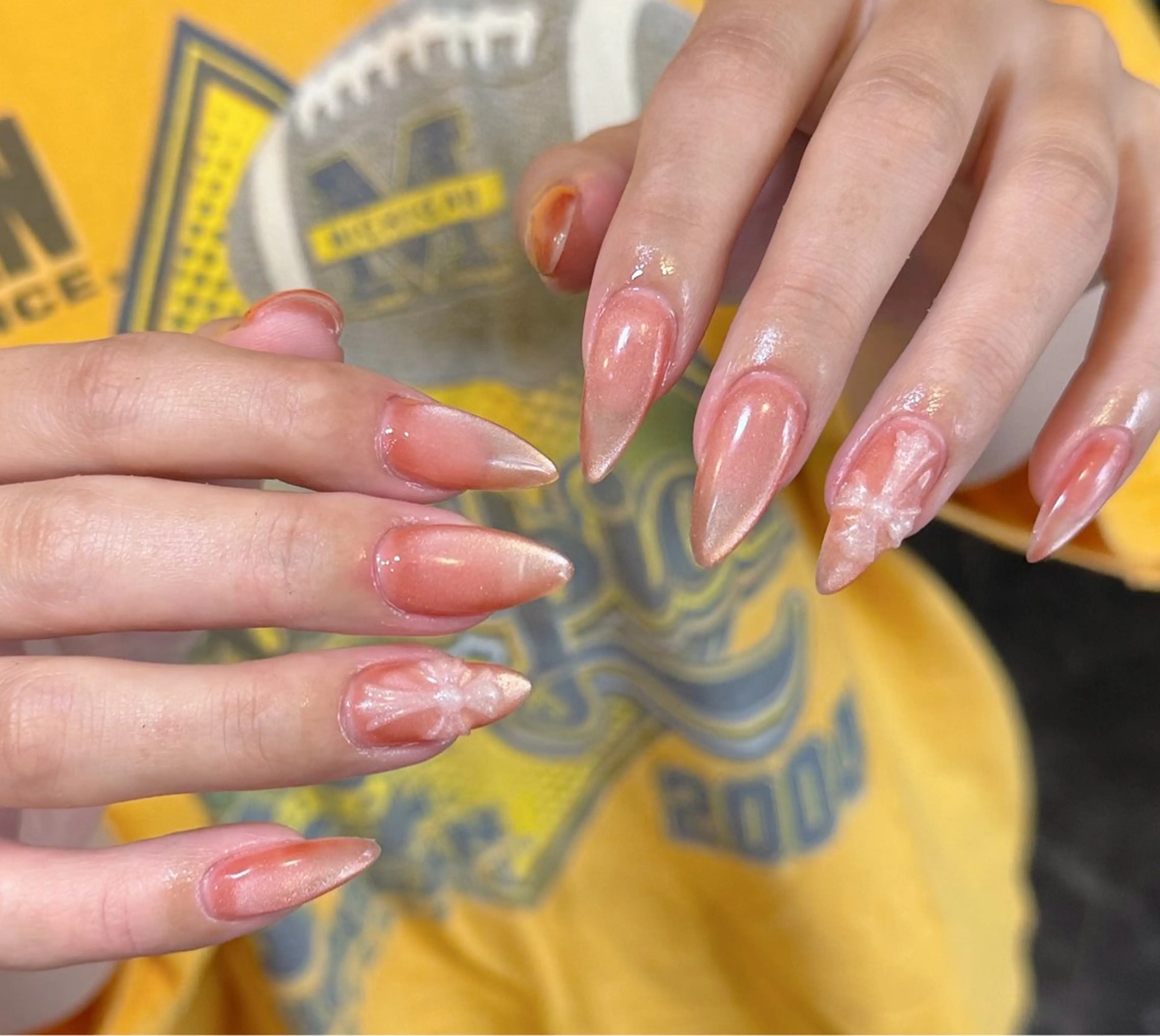 ネイル ジェルネイル マグネットネイル メンズネイル オレンジ ハンドネイル MIMnail メンズネイリストのネイルデザイン