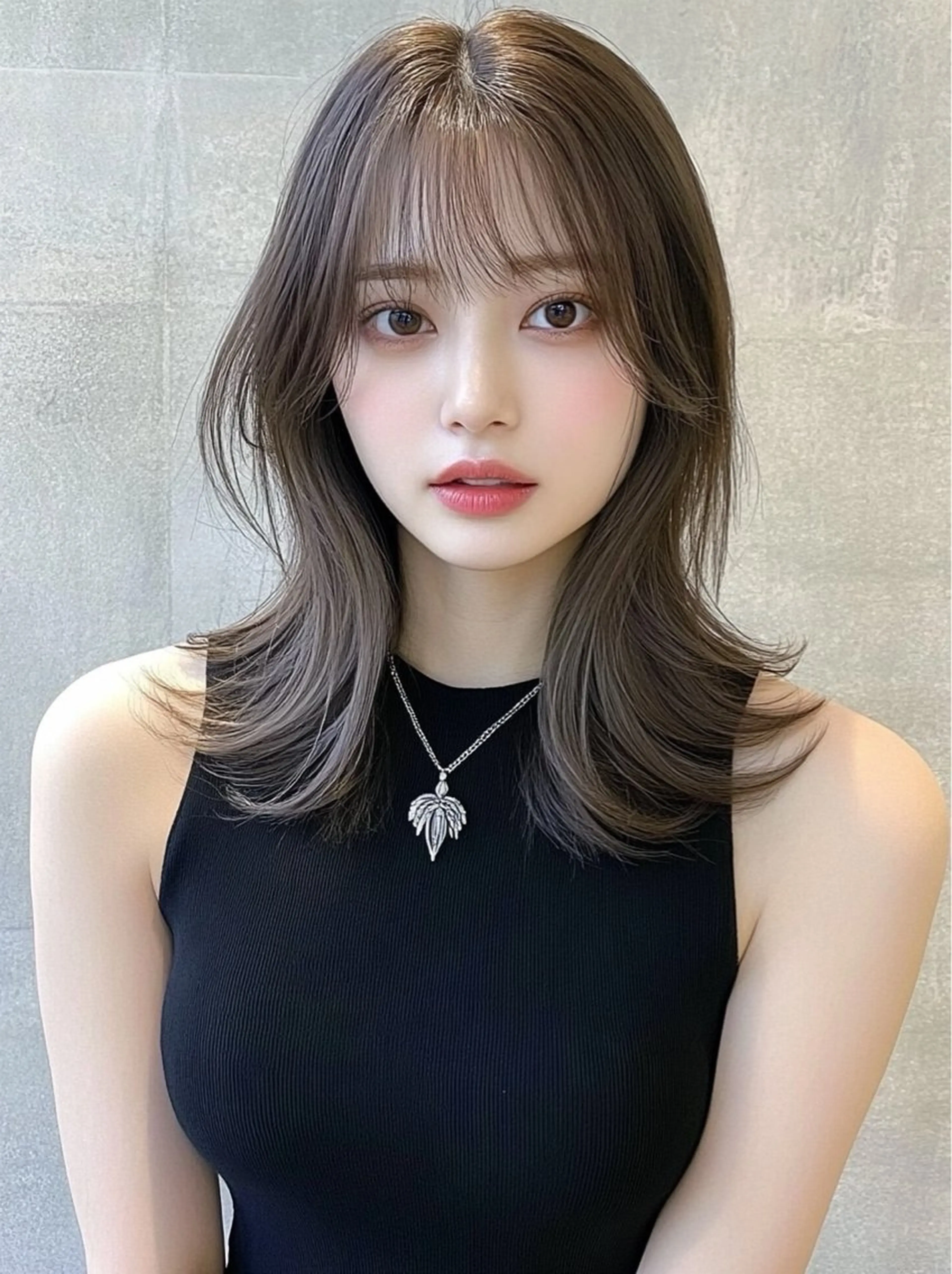 ミディアム カラー カット ヘアカラー トリートメント レイヤー×顔周 り×髪質改善/MIUのヘアスタイル