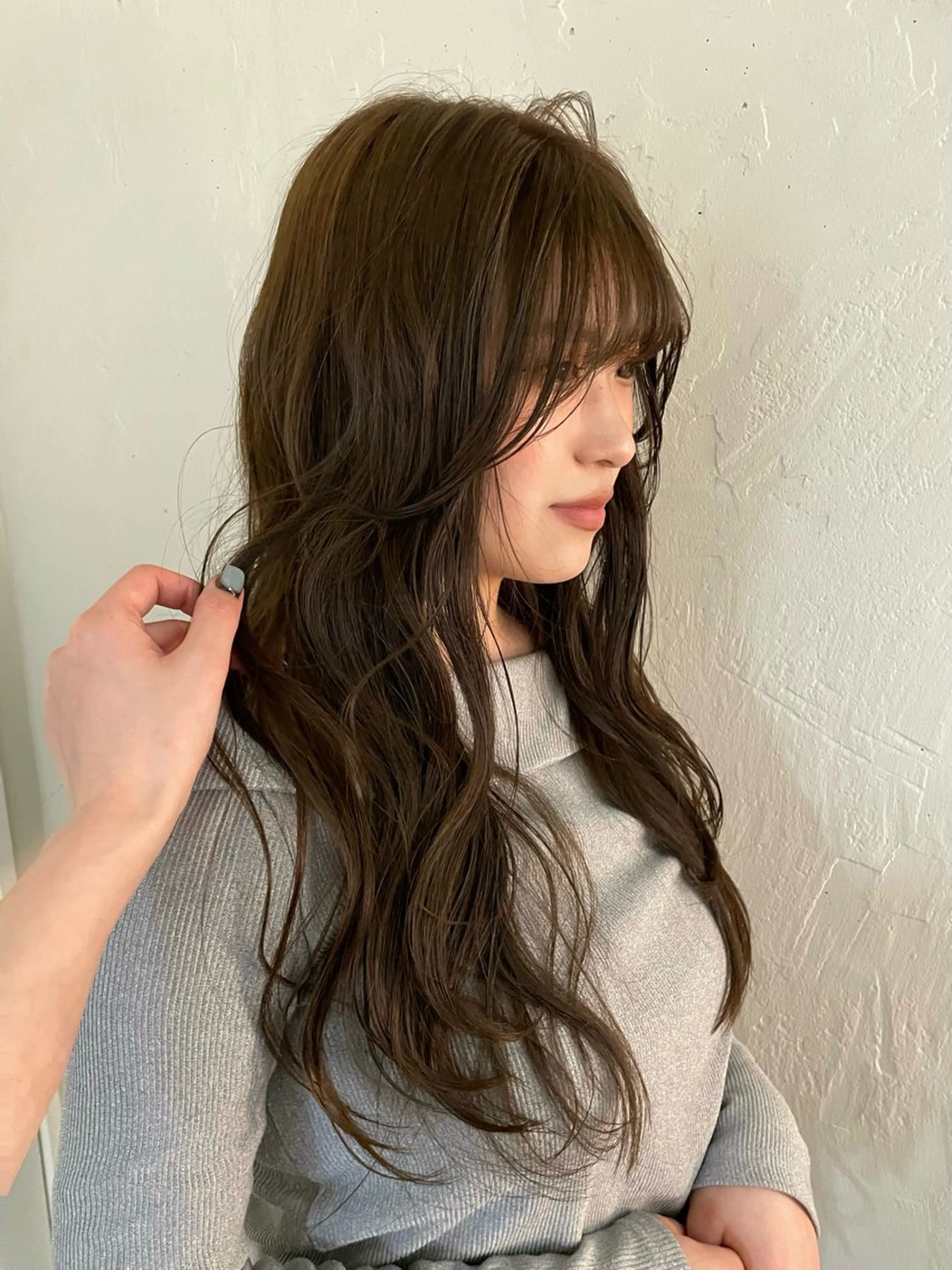 ロング カラー ベージュカラー オリーブベージュ Chikashitsu/Then所属・mana/ハイトーン /ヘアセット🎀のヘアスタイル