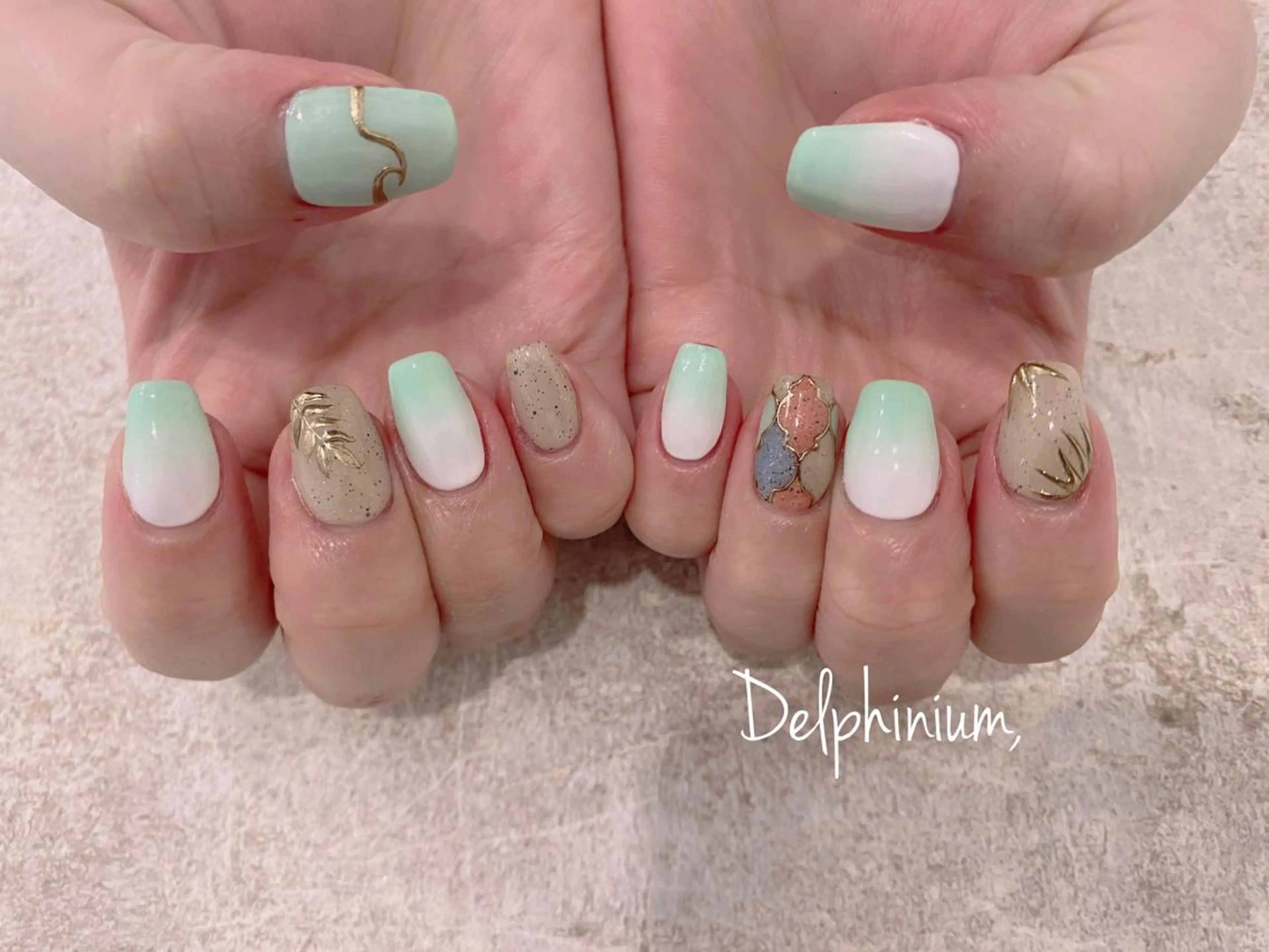 ネイル ミラーネイル 春ネイル ハンドネイル 岡本 友恵のネイルデザイン