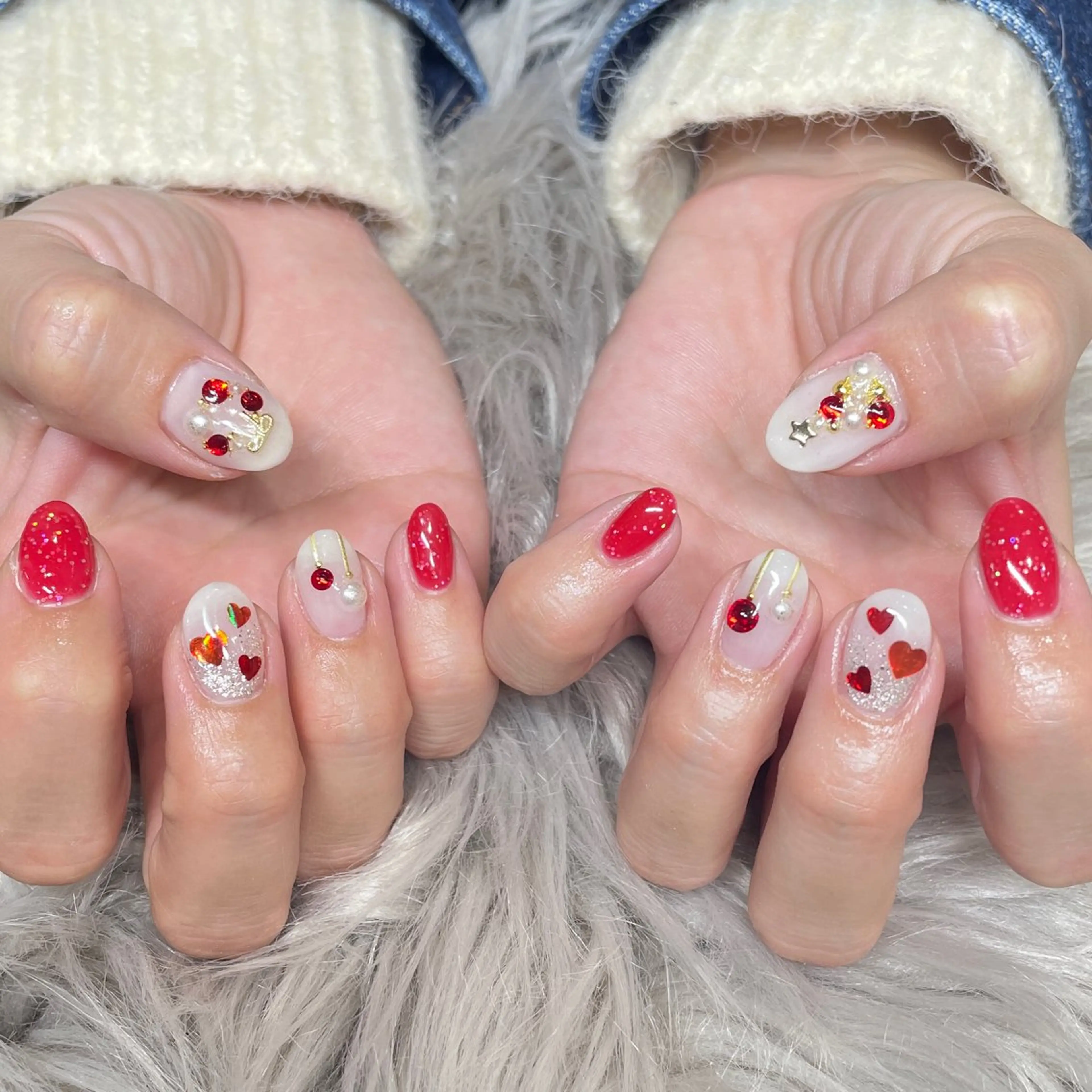 ネイル 持ち込み 冬ネイル クリスマス ハンドネイル IROHA NAIL nanaのネイルデザイン
