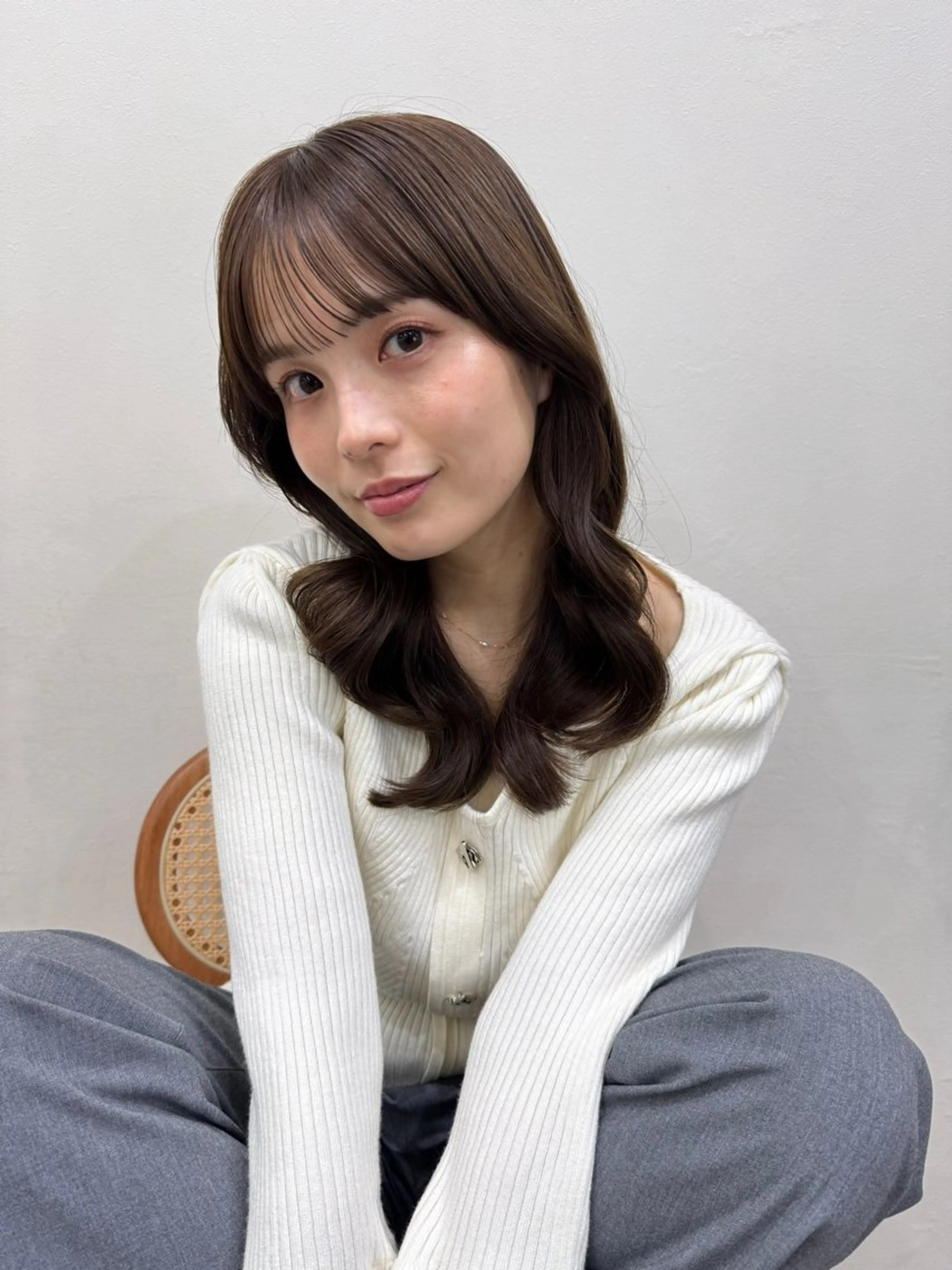 ミディアム パーマ コテ巻き/パーマ/艶 透明感/荻原凜太郎のヘアスタイル