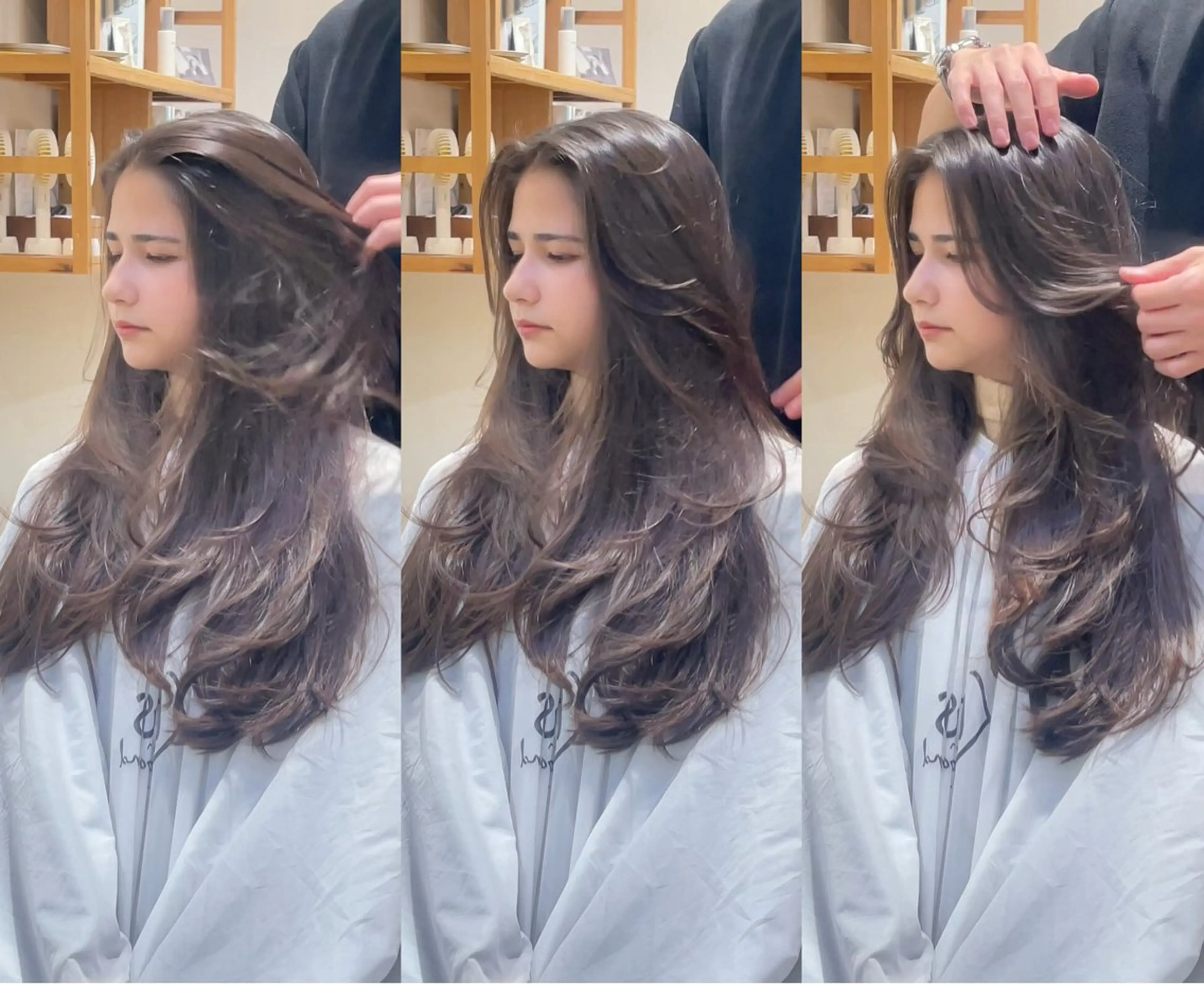 ロング レイヤーカット ロング 小顔カット カット トリートメント ヘッドスパ 大人可愛い透明感🌟 小顔・韓国髪🌟野中のヘアスタイル