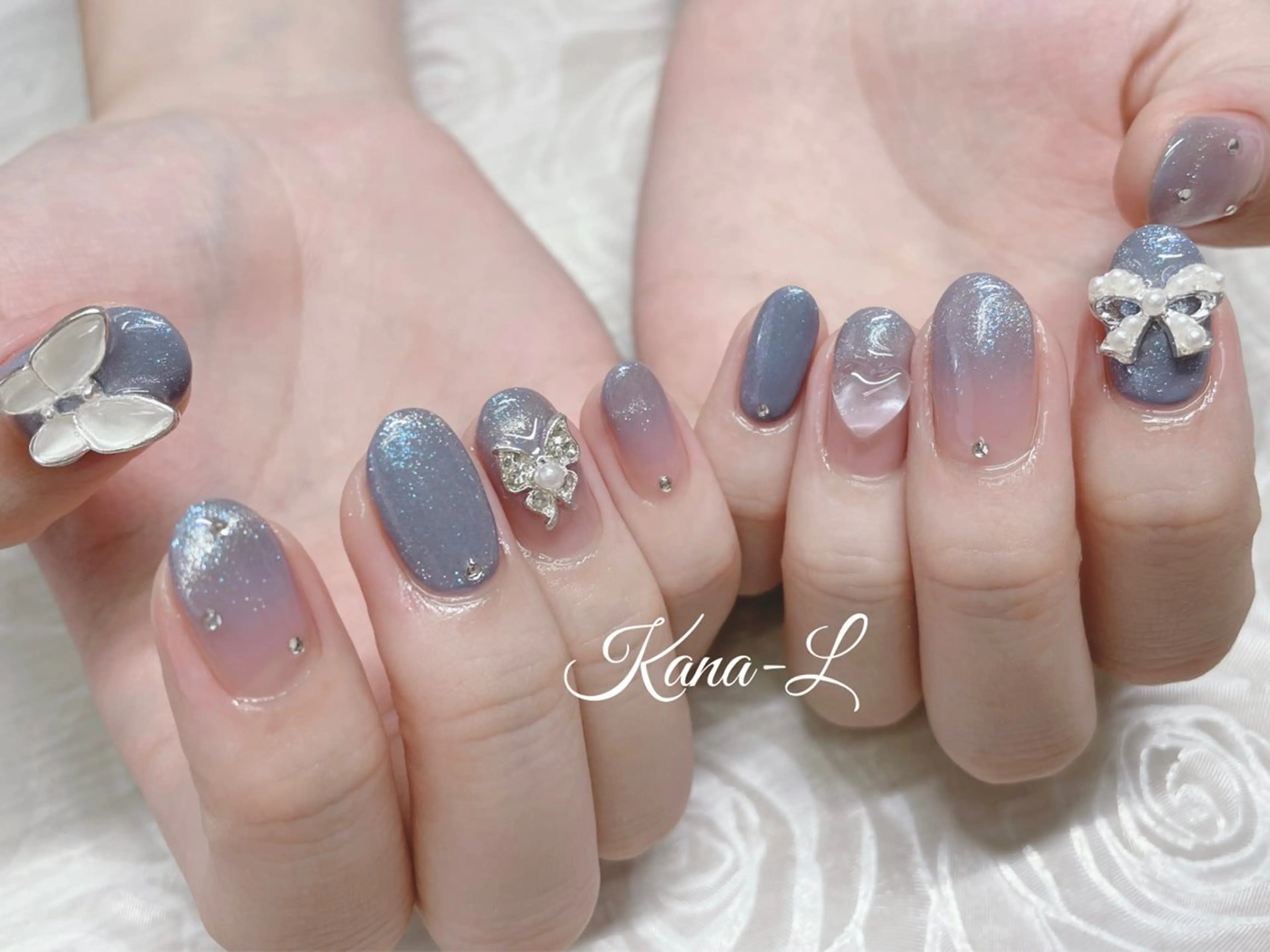 ネイル ジェルネイル グラデーション ハート キラキラネイル 韓国ネイル 芦辺 香奈のネイルデザイン