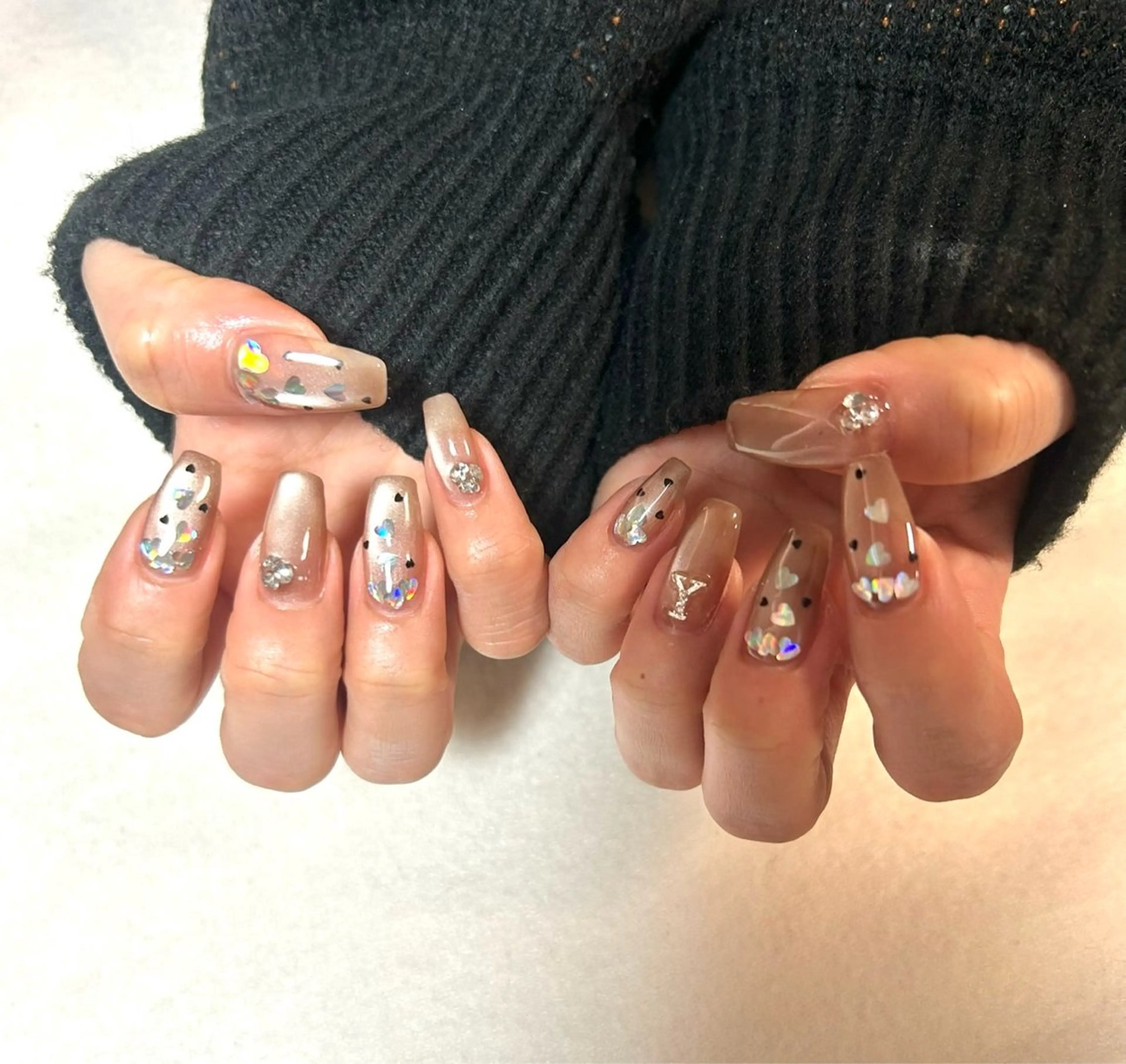 ネイル 韓国ネイル マグネットネイル ワンホンネイル Spade nail(大名)のネイルデザイン