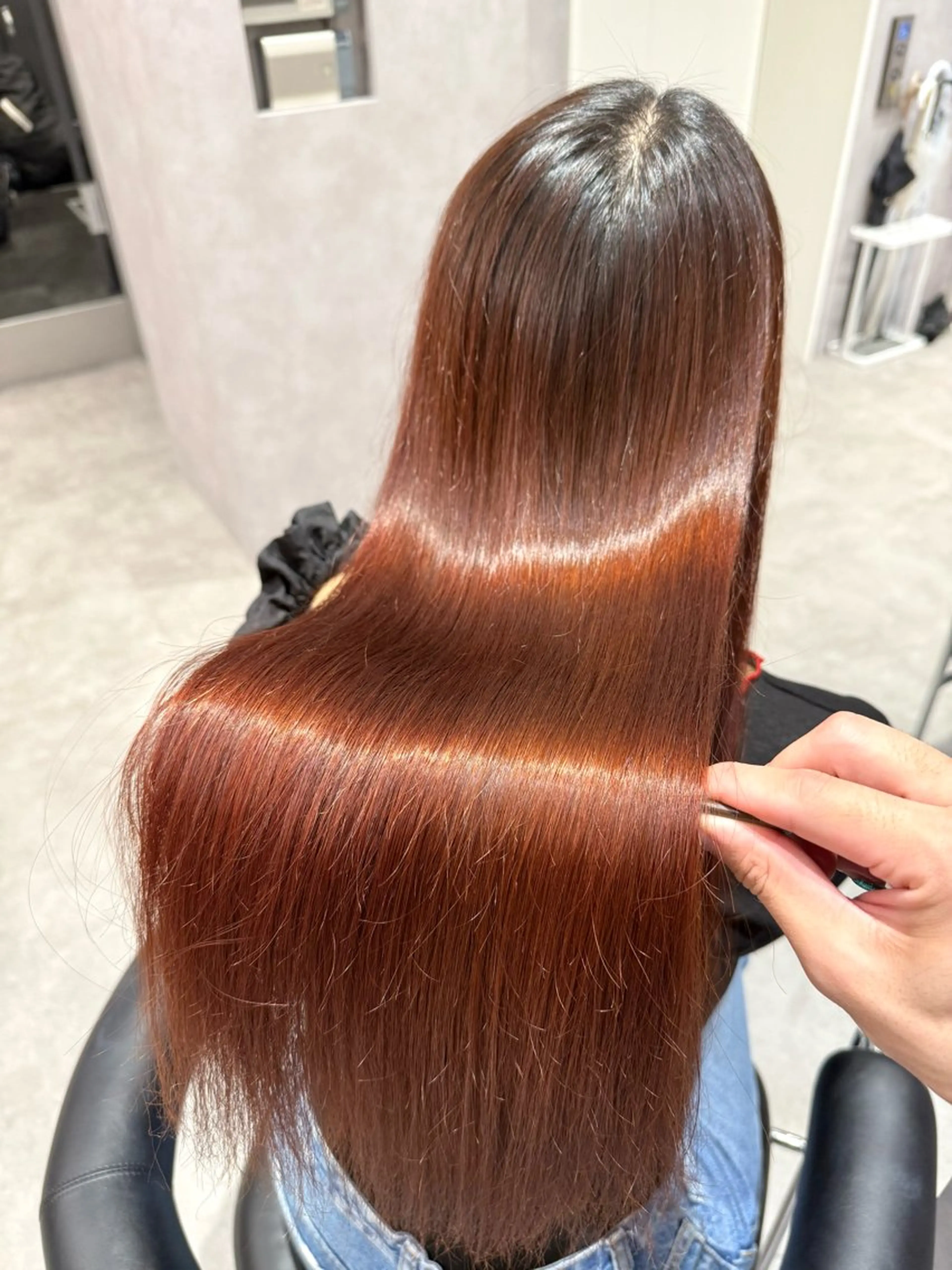ロング カラー パーマ ヘアアレンジ 髪質改善 縮毛矯正 トリートメント ストレートパーマ 縮毛矯正/髪質改善/ ブリーチ毛/木元渓太のヘアスタイル
