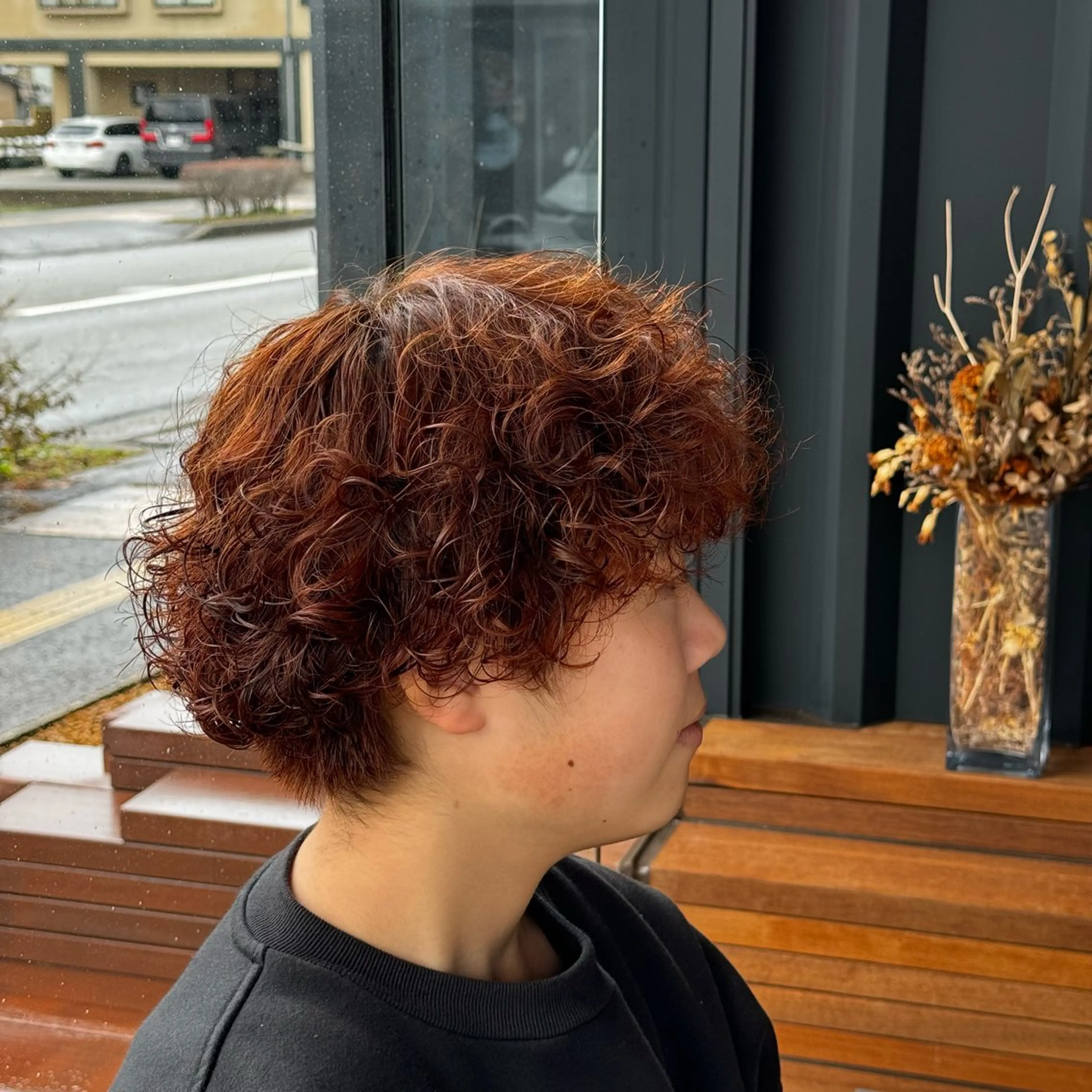 ショート カラー パーマ メンズ メンズパーマ オレンジ KIRARI .のヘアスタイル