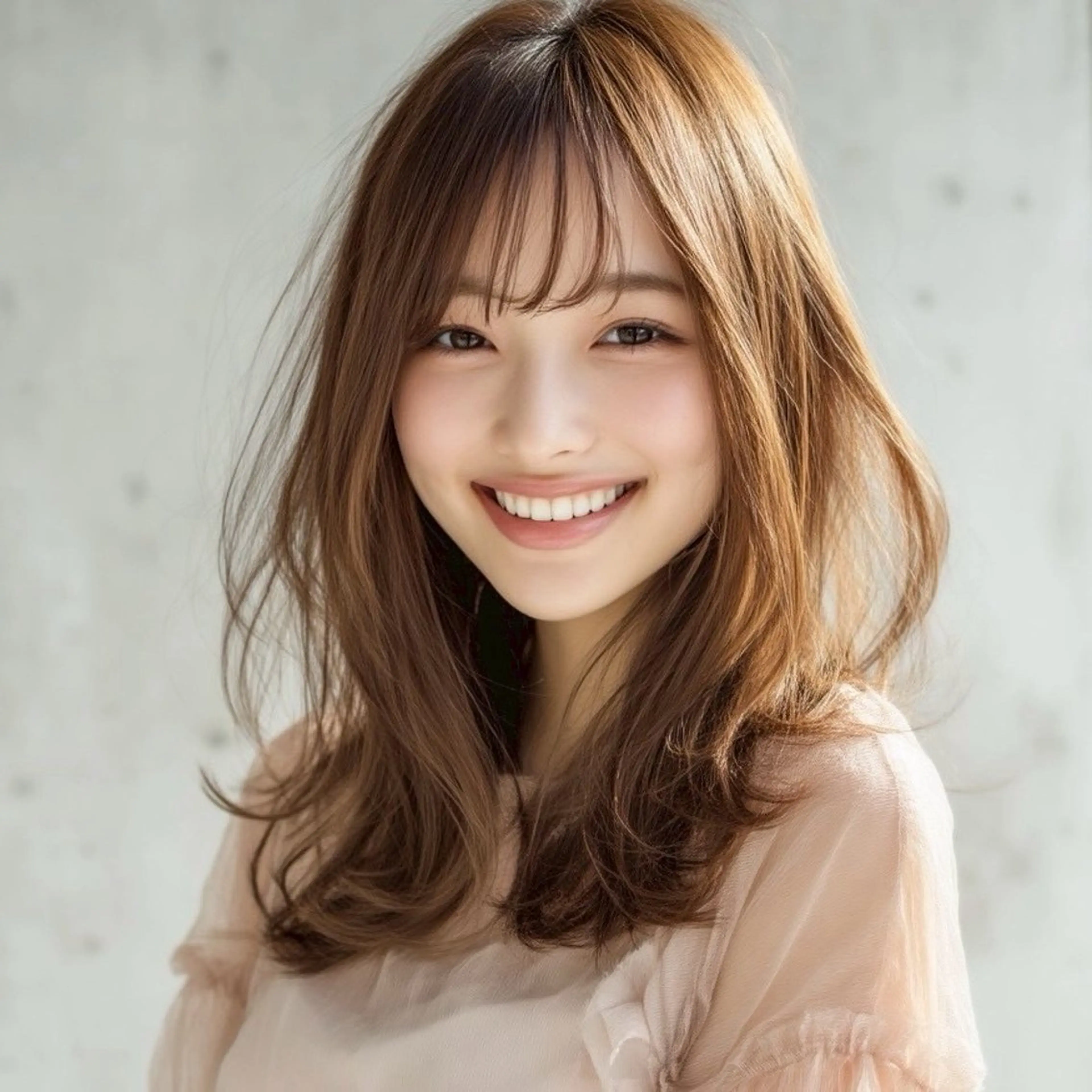 セミロング カット 縮毛矯正 こうき/前髪割れ癖 改善/カット/カラーのヘアスタイル