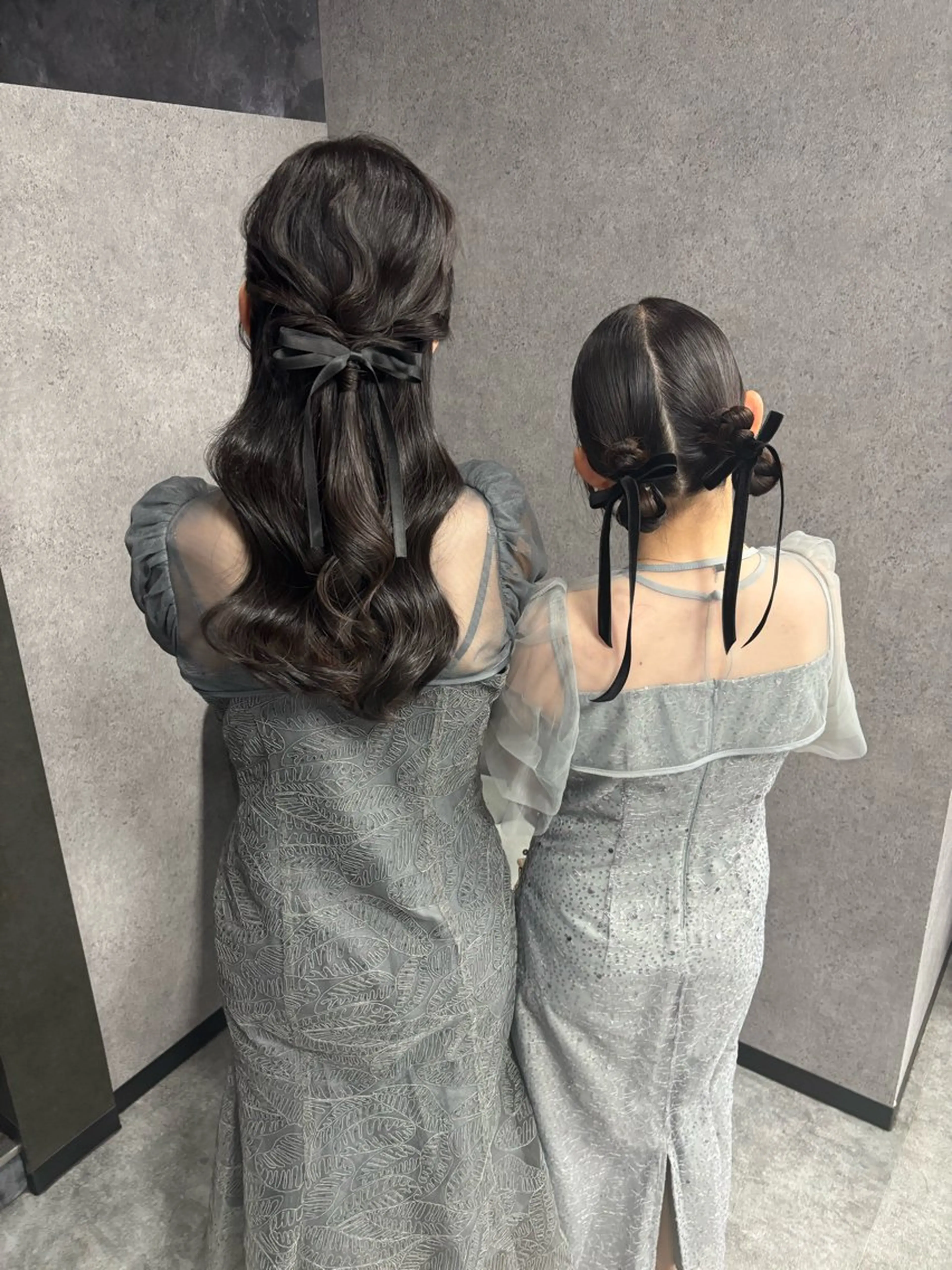 ロング ヘアアレンジ ハーフアップ お団子ヘア ヘアセット 森岡 紗羽のヘアスタイル