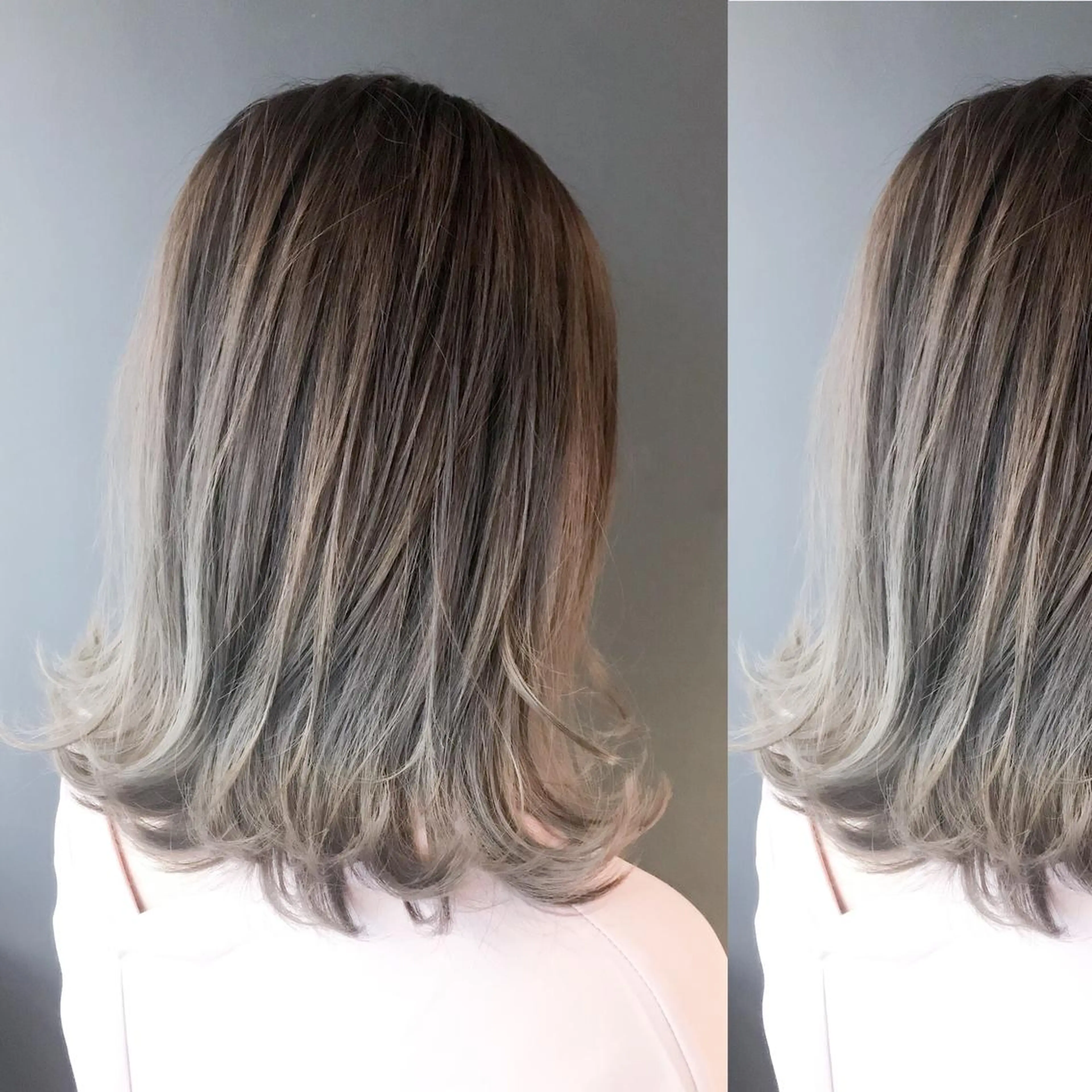 ミディアム カラー バレイヤージュ グラデーションカラー レイヤーカット 似合わせカット BOX mico.のヘアスタイル