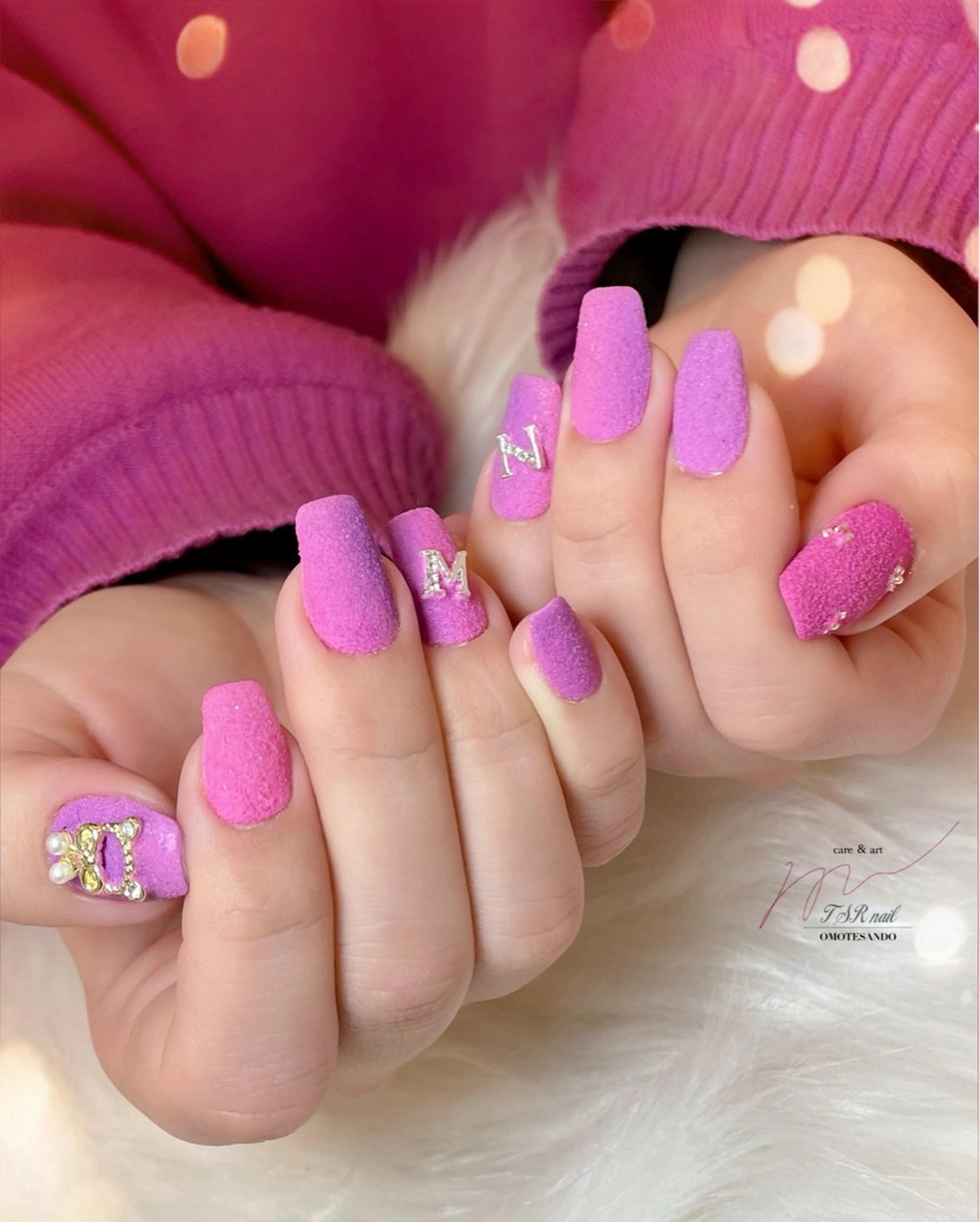 ネイル ピンク パープル ハンドネイル ハンドケア 爪咲 りり花のネイルデザイン