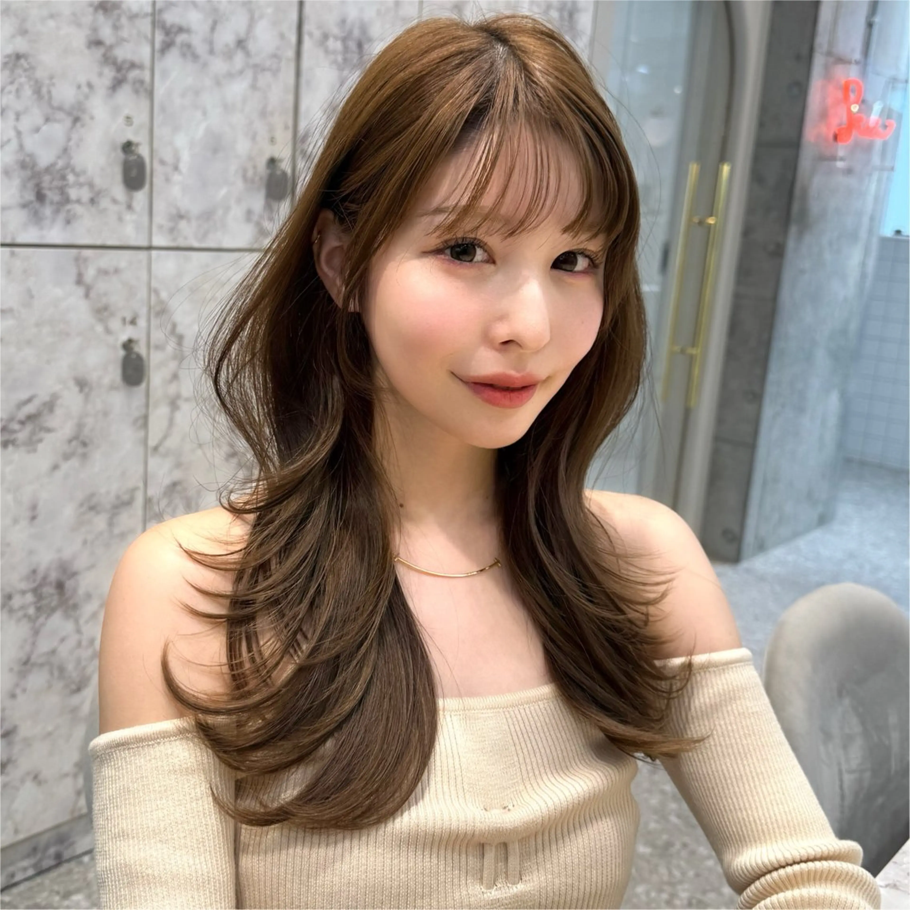 セミロング カラー カット ヘアカラー トリートメント 新宿/韓国風レイヤー 髪質改善/渋谷直樹のヘアスタイル