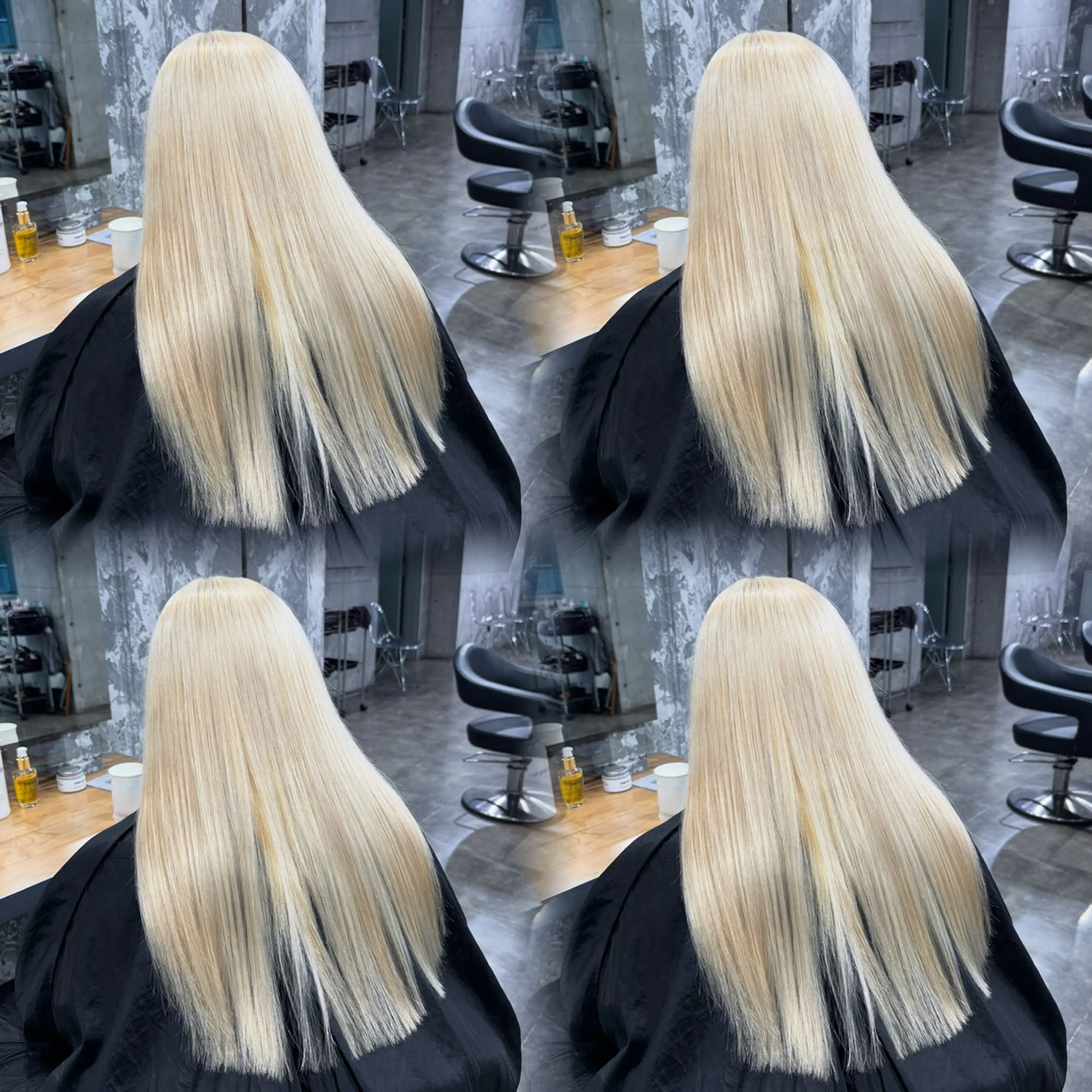 ロング カラー ヘアカラー トリートメント 透明感ベージュ/ レイヤー縮毛矯正のヘアスタイル