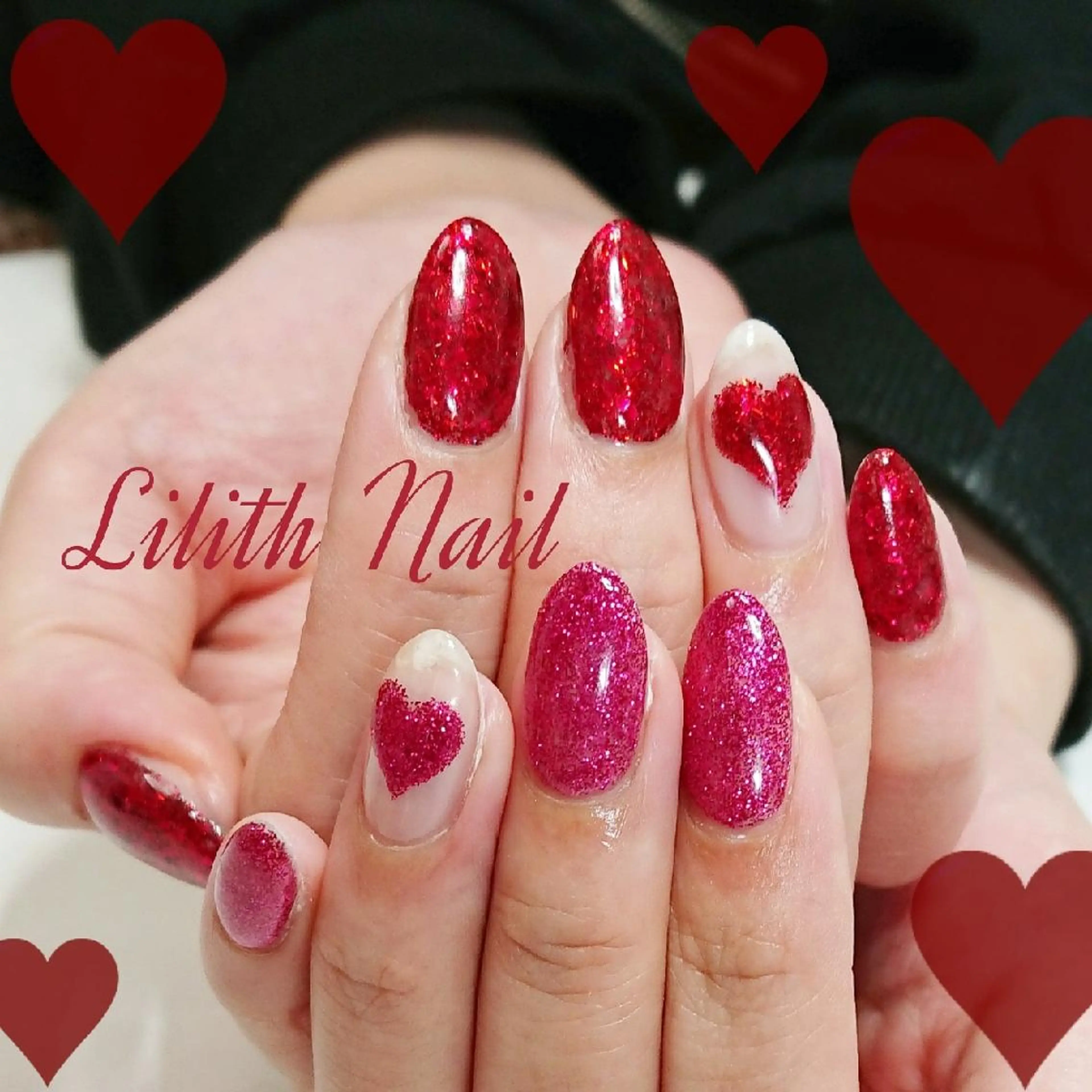ネイル ハート ハンドネイル Lilith Nailのネイルデザイン