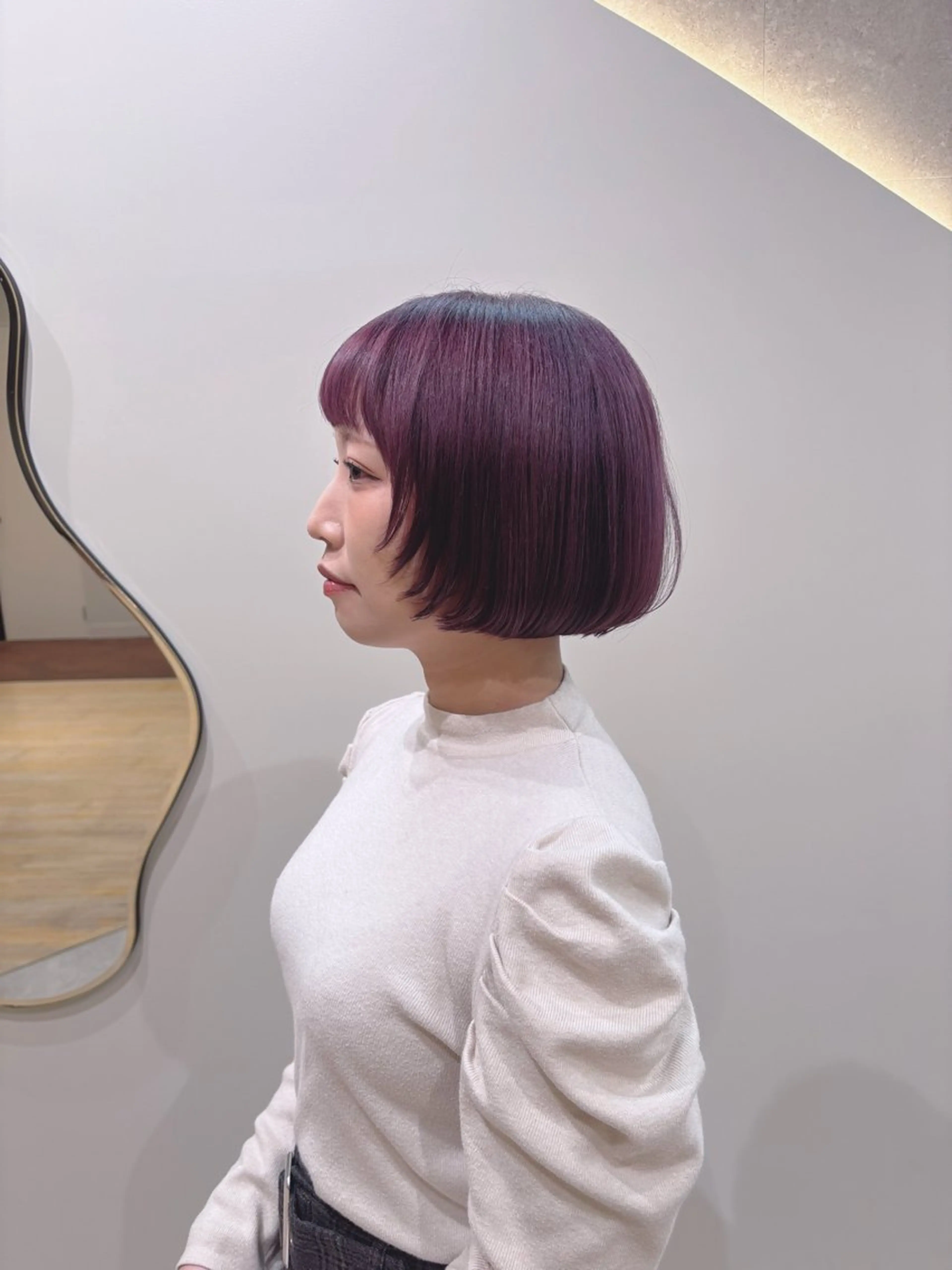 ミディアム カラー パープルカラー ボブ レイヤーカット マンツーマン 縮毛矯正/マユコのヘアスタイル