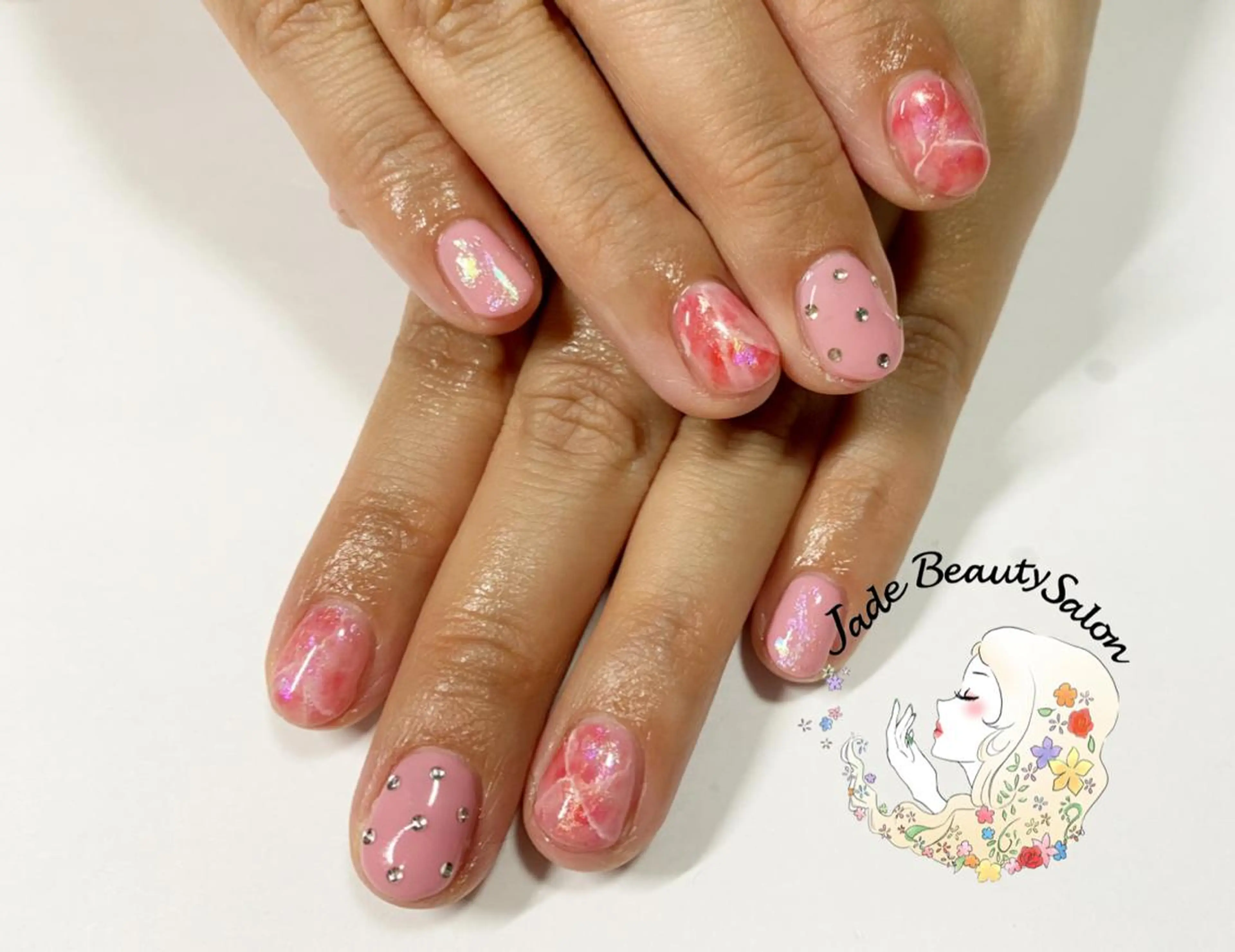 ショート ネイル 大理石ネイル(マーブル) JadeBeauty Salonのネイルデザイン