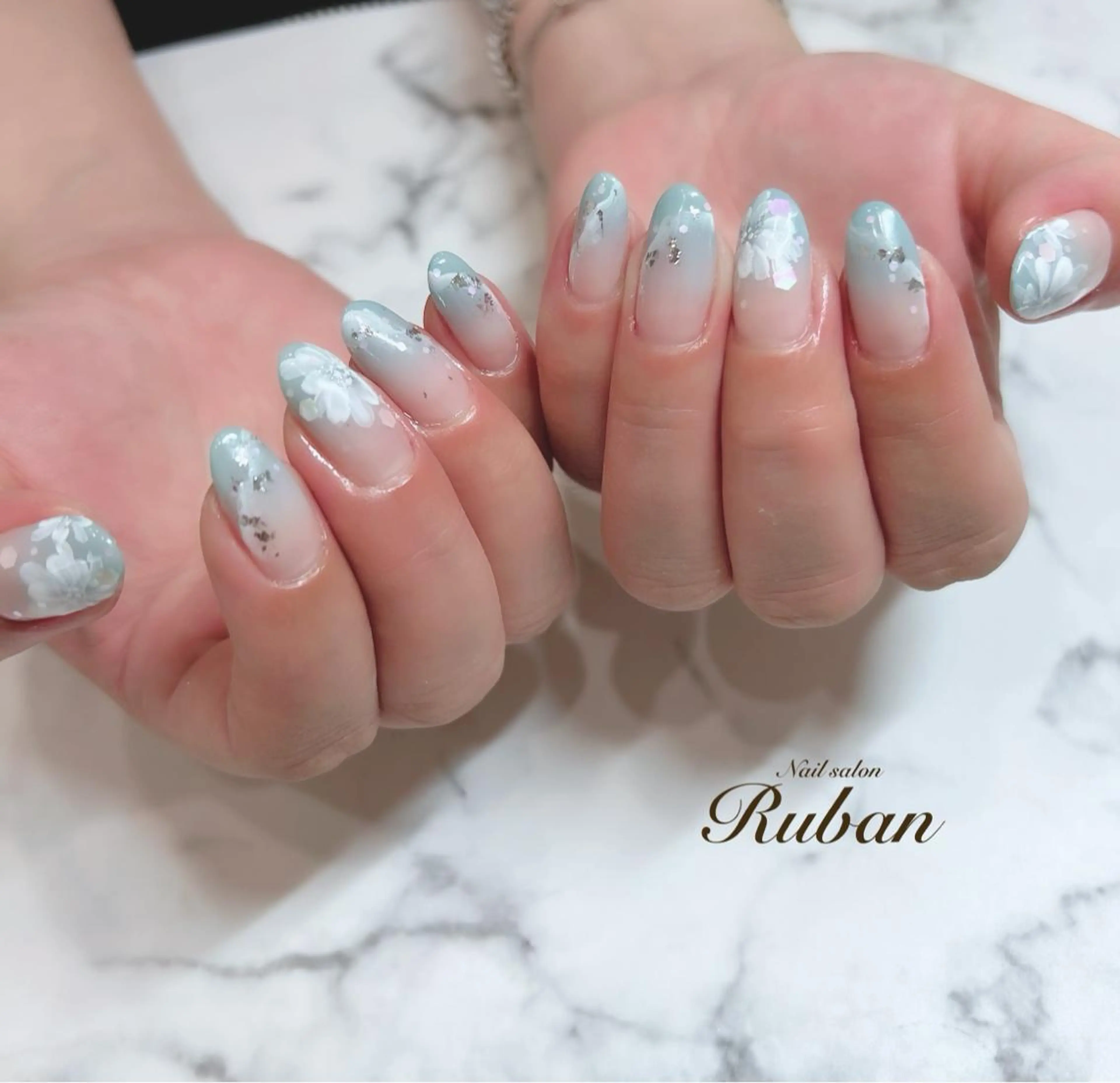 ネイル フラワーネイル グラデーション Nail salon Ruban所属・Nail salon Rubanのネイルデザイン