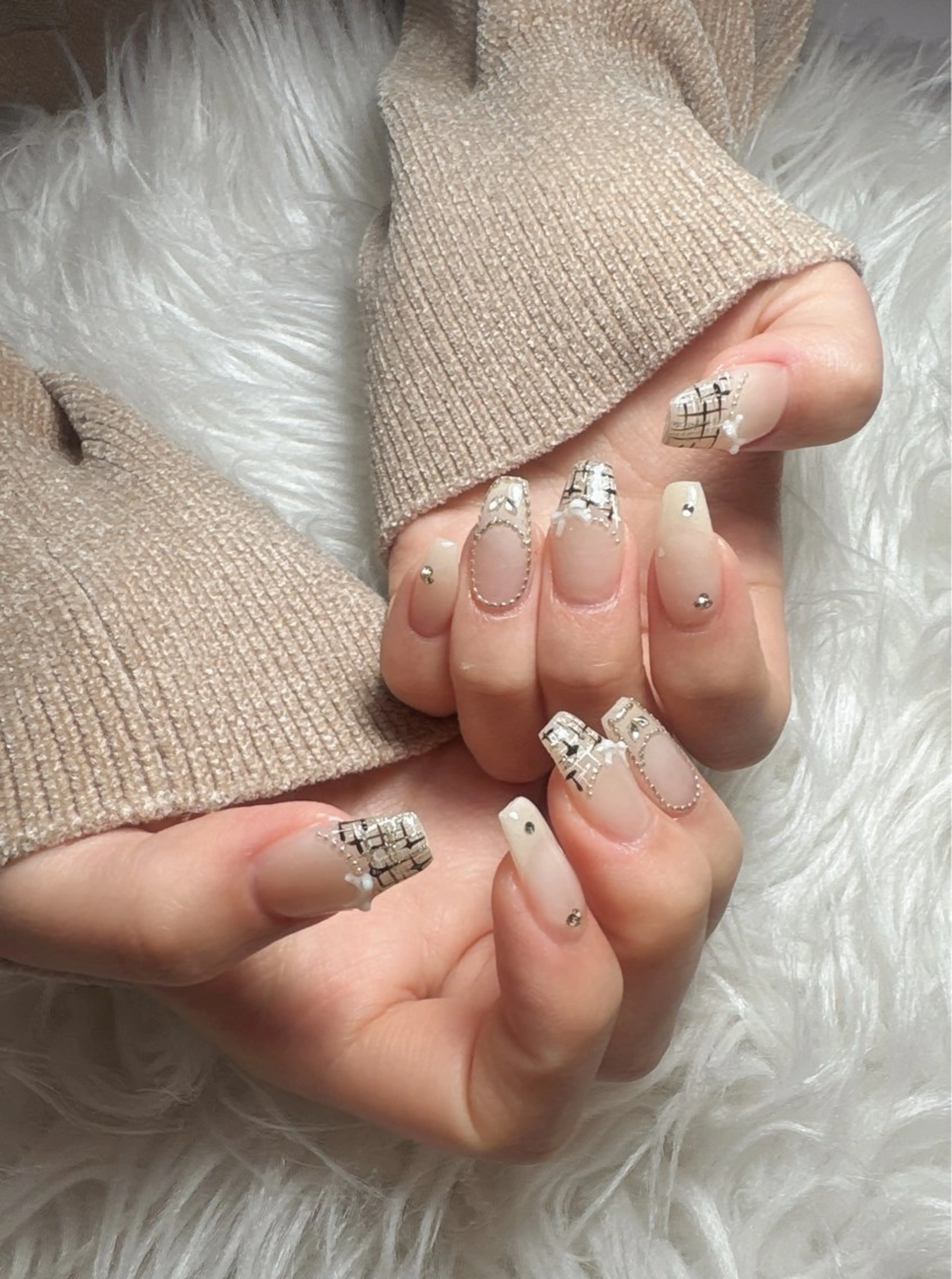 ネイル ツイードネイル 冬ネイル Fukuda シュウのネイルデザイン