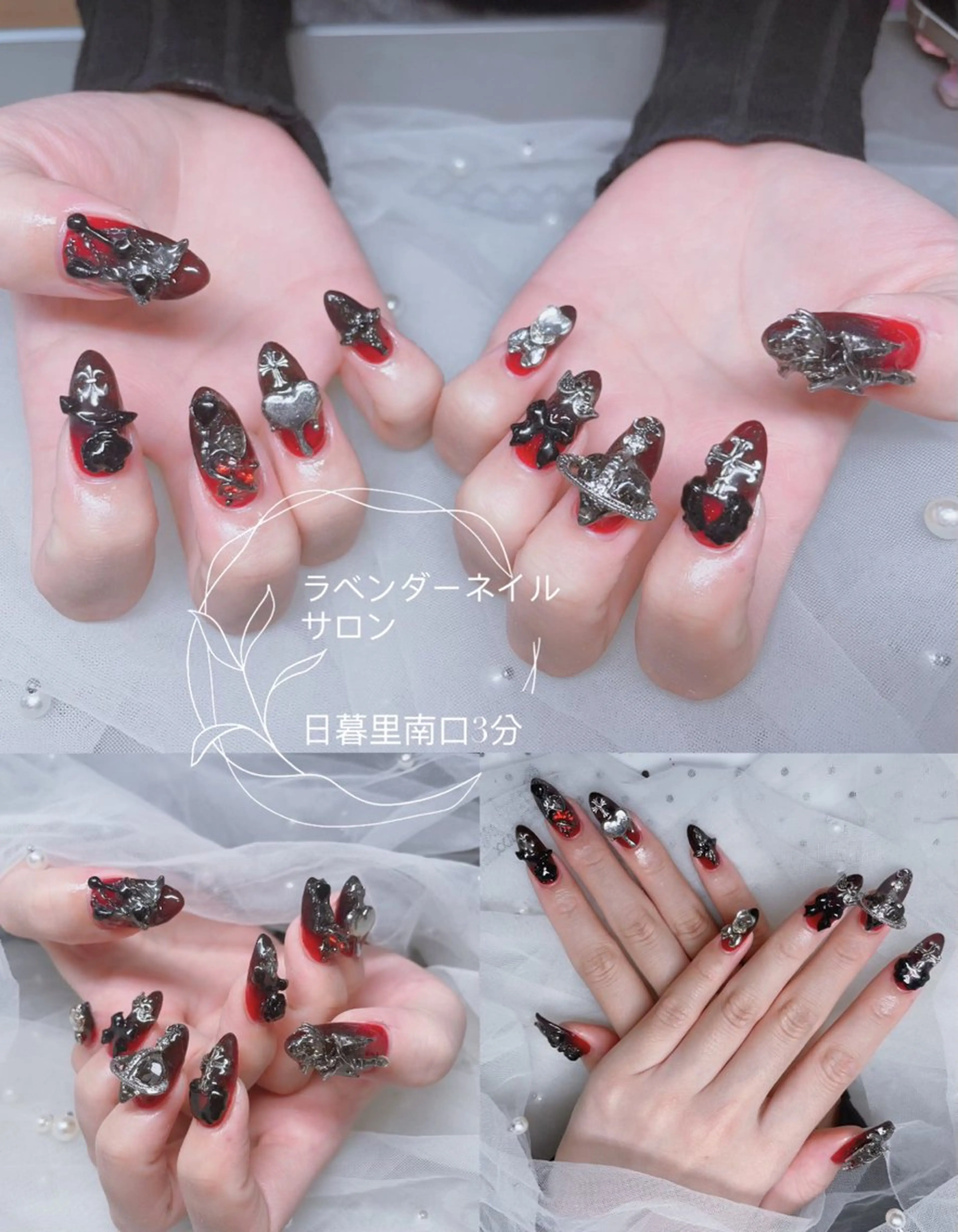 ネイル 持ち込み ストーンネイル ラベンダー💖日暮里 ルル💖ネイルのネイルデザイン