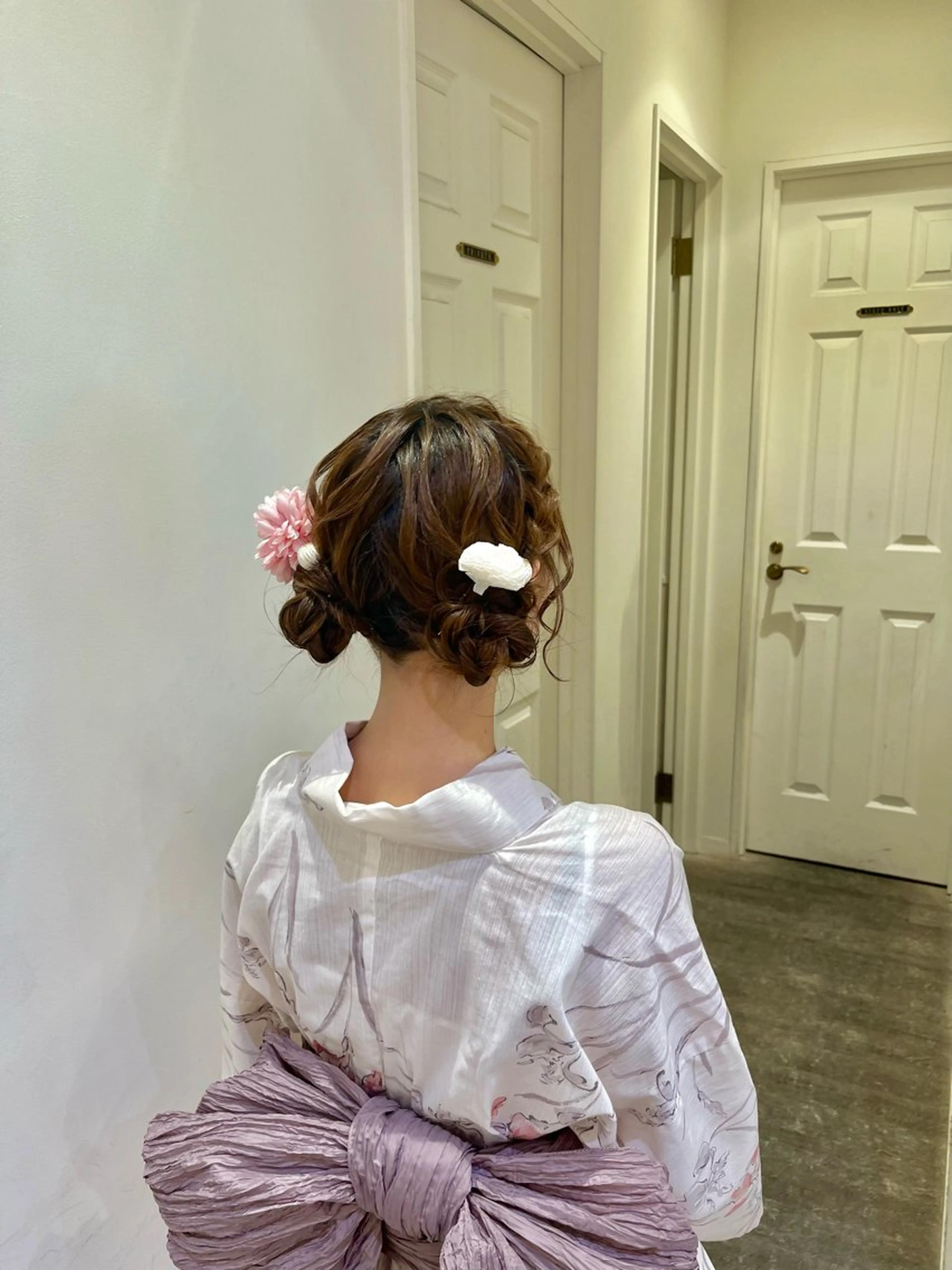ヘアアレンジ お団子ヘア エクステ🎀 暖色カラー🎀amiのヘアスタイル