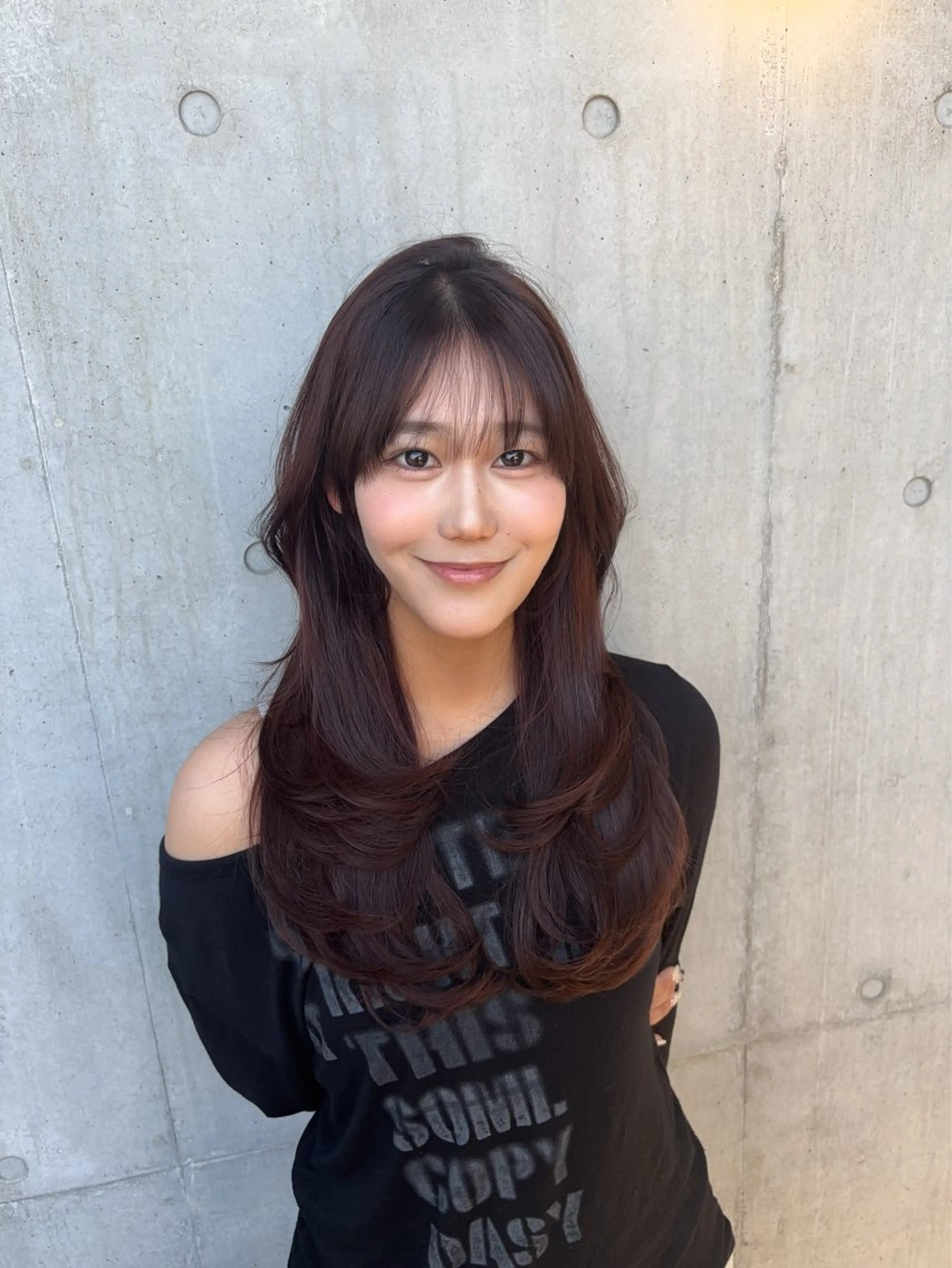 ロング ヘアカラー トリートメント ♡⃛₊レイヤー/コテ 巻風きパーマ♡⃛にこのヘアスタイル