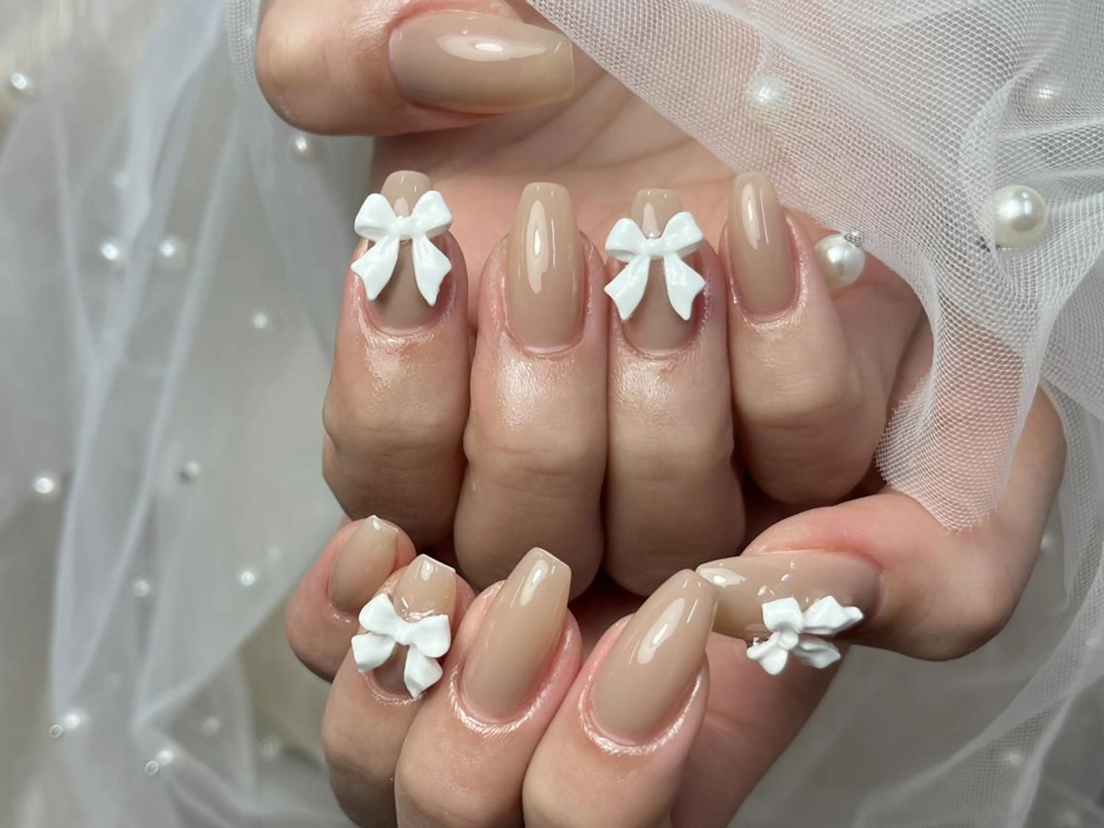 ネイル リボン シンプルネイル ハンドネイル ToliyDeliy Nail Salonのネイルデザイン