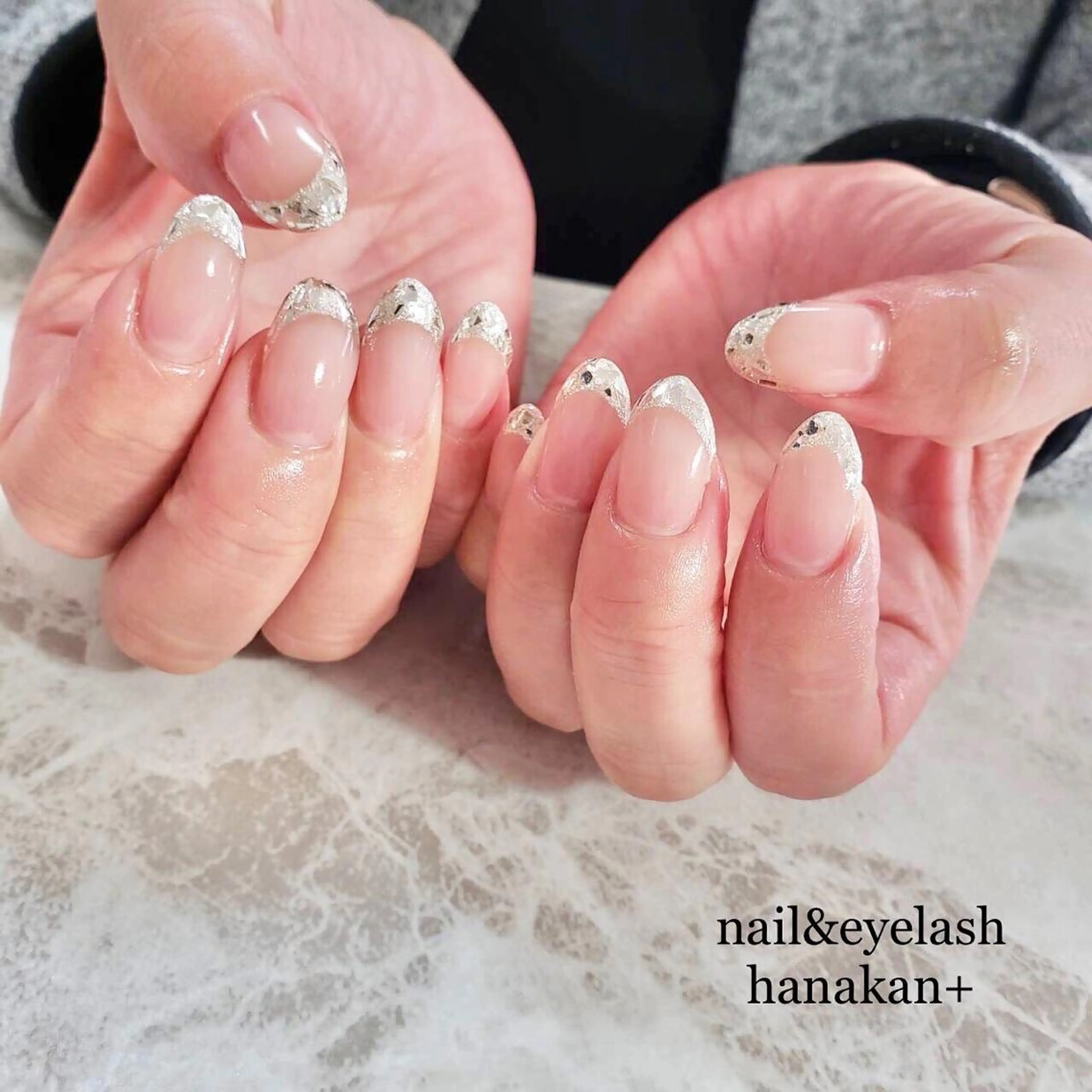 ネイル フレンチネイル ガラスフレンチ ハンドネイル S Fumiのマツエク・マツパデザイン