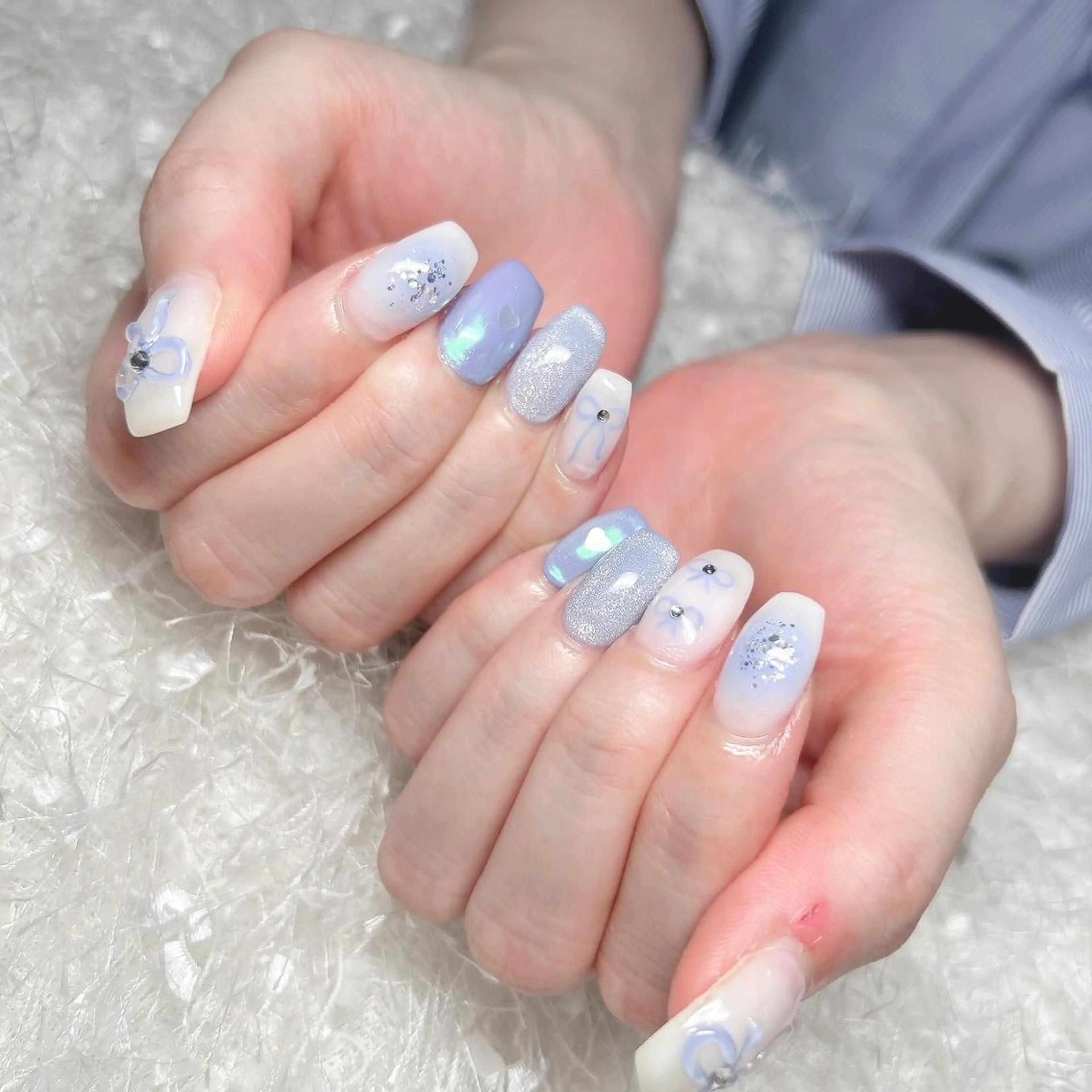 ネイル 長さ出し フレンチネイル ジェルネイル グラデーション 韓国ネイル ハンドネイル Nail&eye Belire 新宿のネイルデザイン