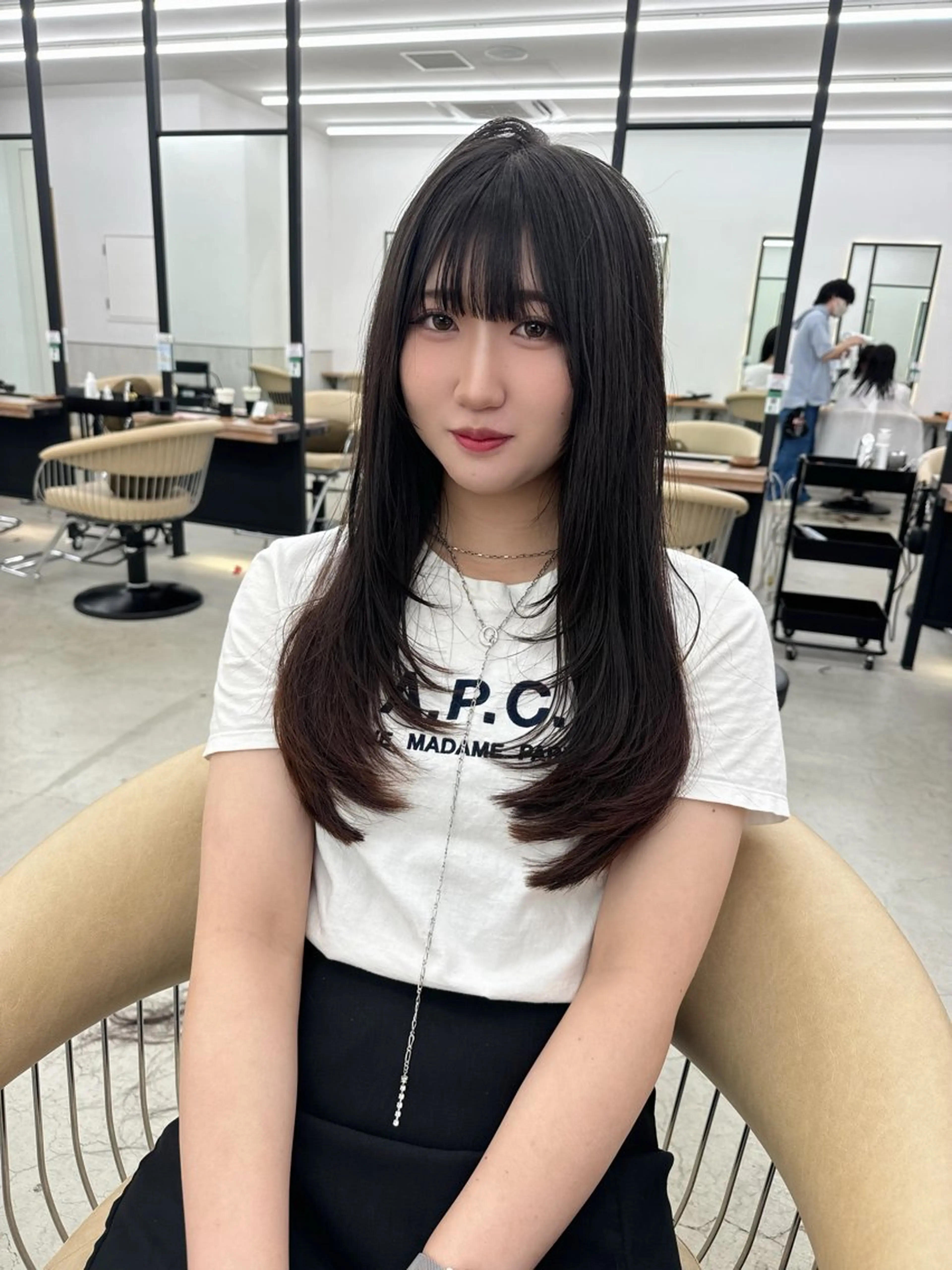 ロング 韓国風ヘア レイヤーカット ローレイヤー 似合わせカットが 得意な美容師のヘアスタイル