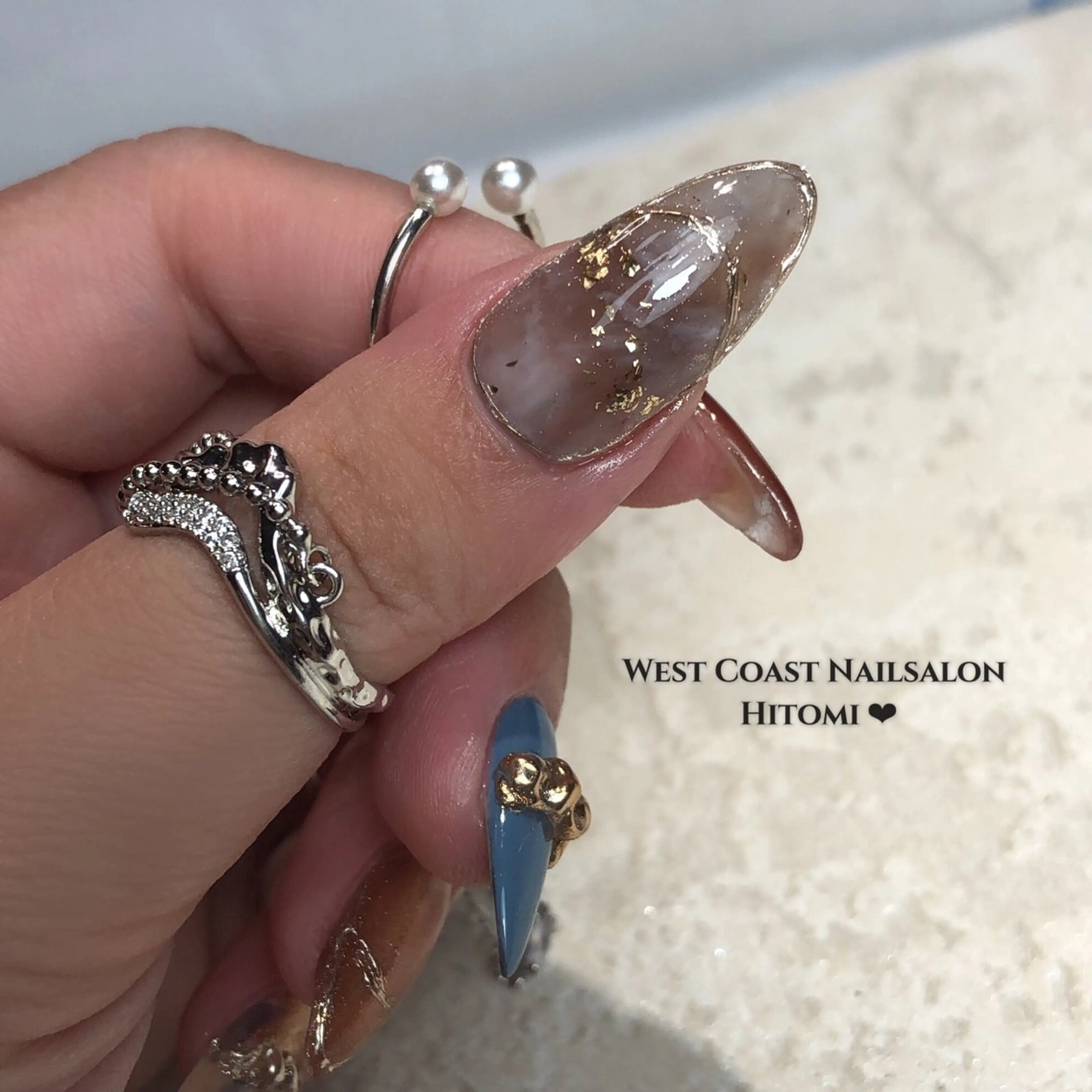 ネイル リボン、ガーリー パーツ放題専門店のネイルデザイン