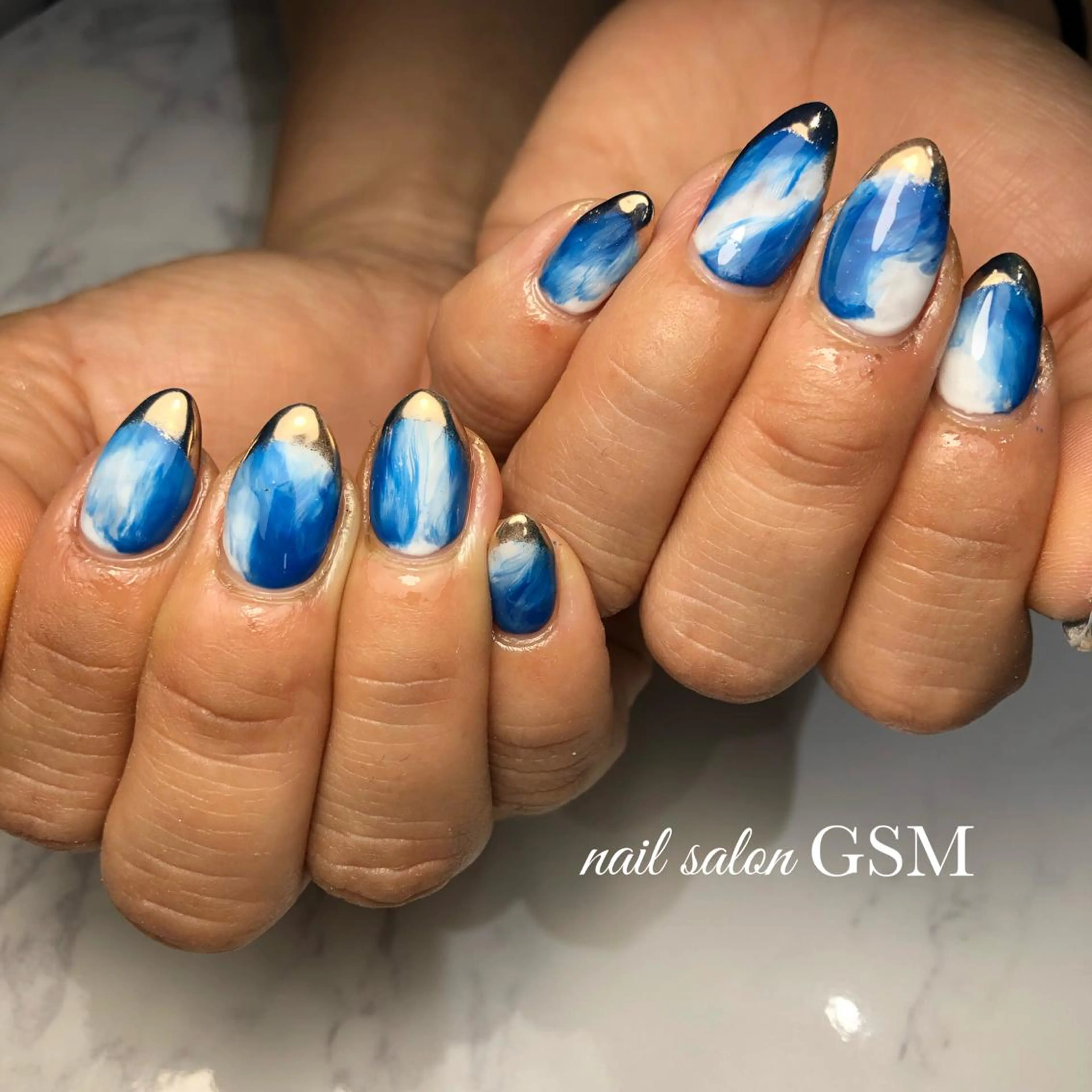 ネイル フレンチネイル 大理石ネイル(マーブル) ミラーネイル ハンドネイル nail salon GSMのネイルデザイン