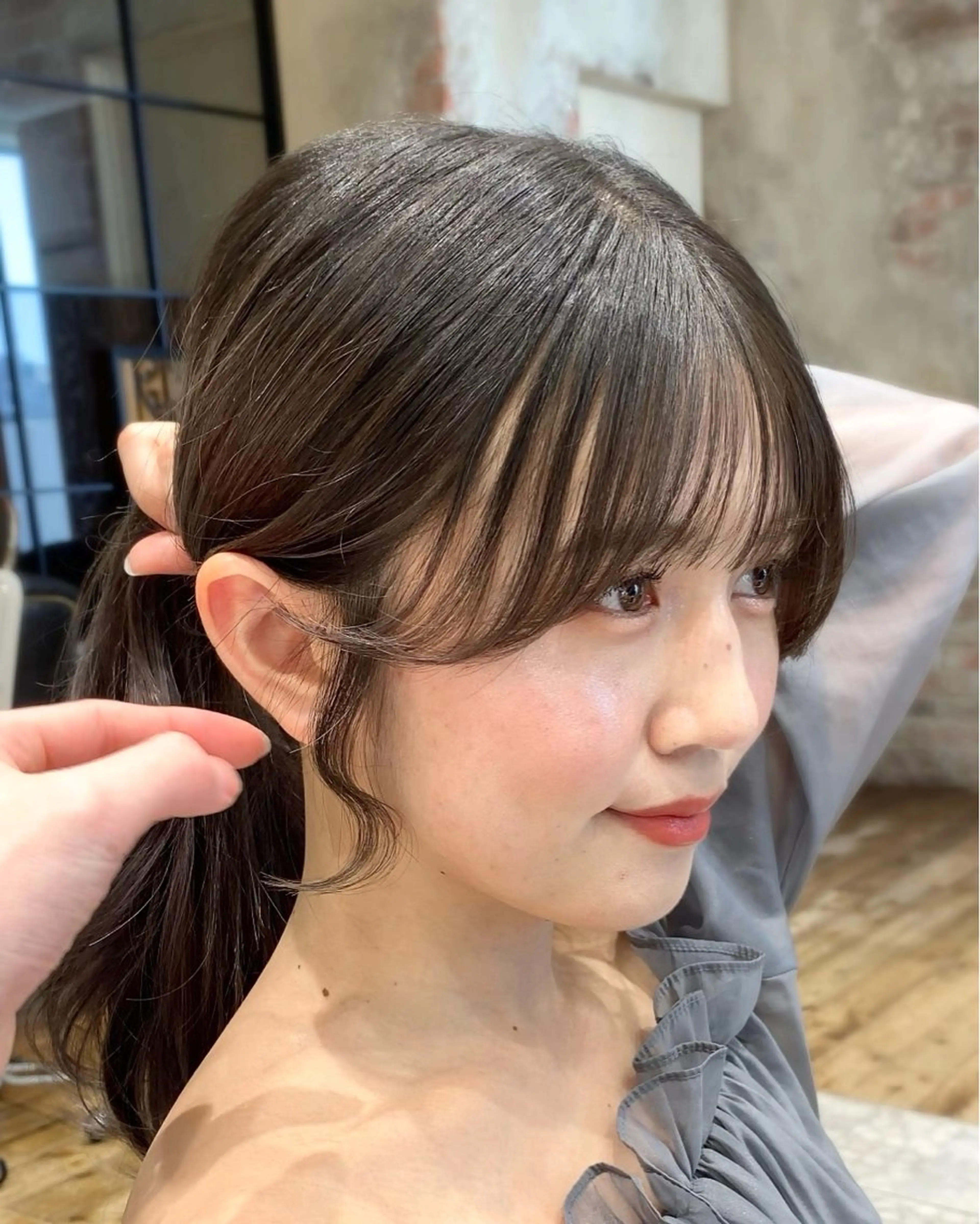 セミロング カラー 顔まわりカット🌟 くびれヘア/寺門遥輝のヘアスタイル