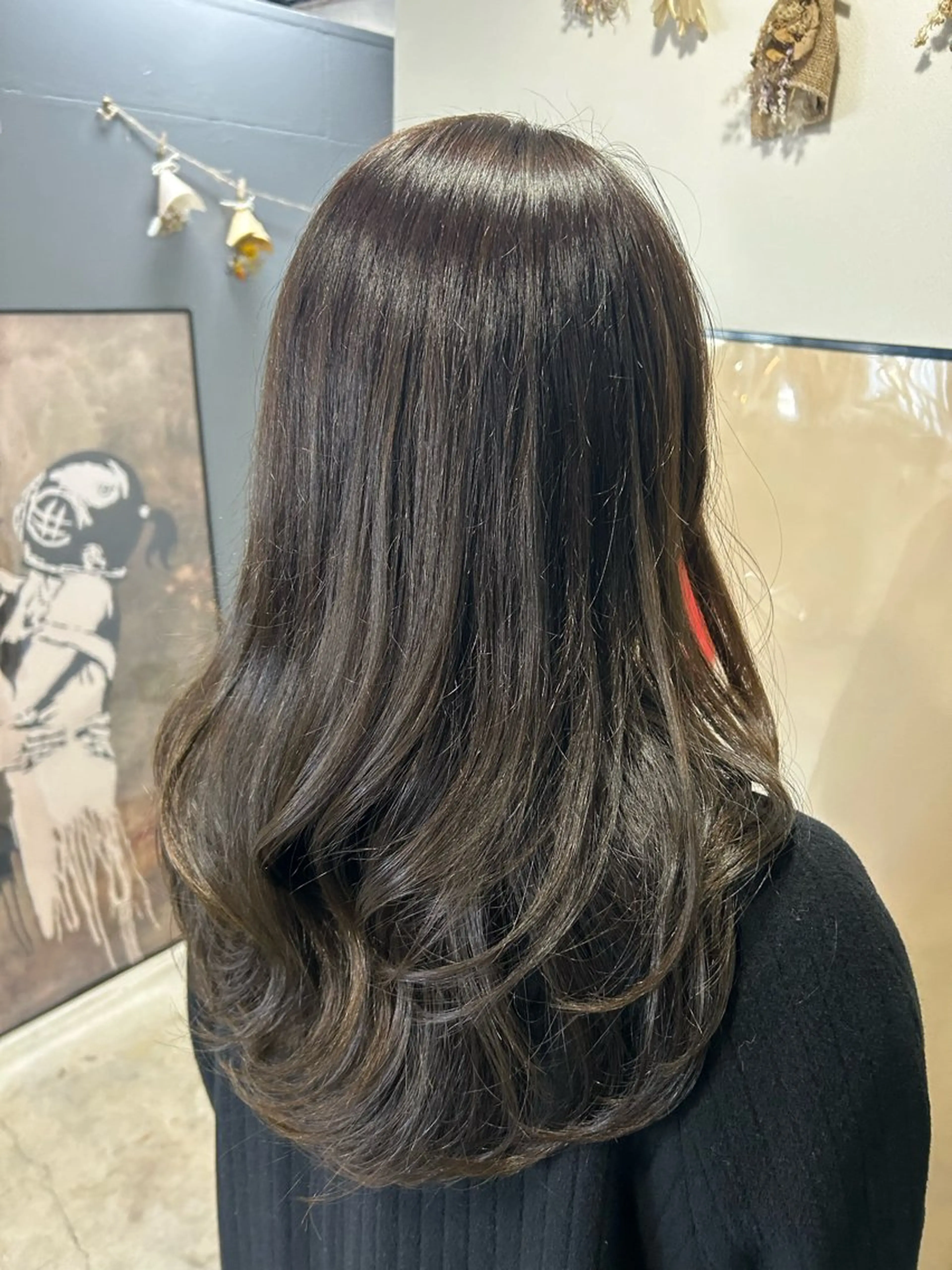 セミロング カラー グレージュ ヘアカラー わかばやし ゆうこのヘアスタイル