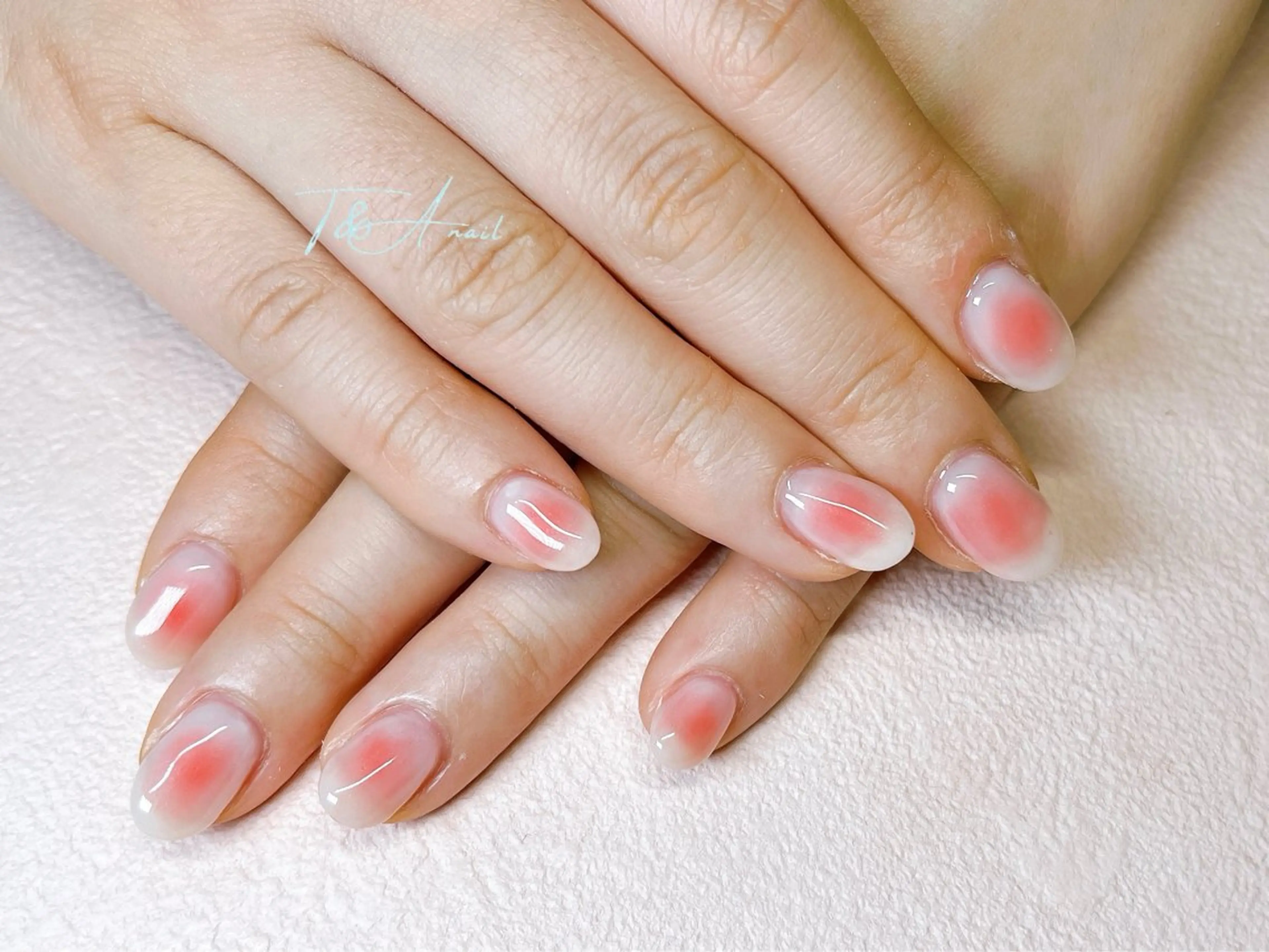 ネイル チークネイル ジェルネイル ピンク スカルプネイル ショートネイル ハンドネイル T&A nailのネイルデザイン