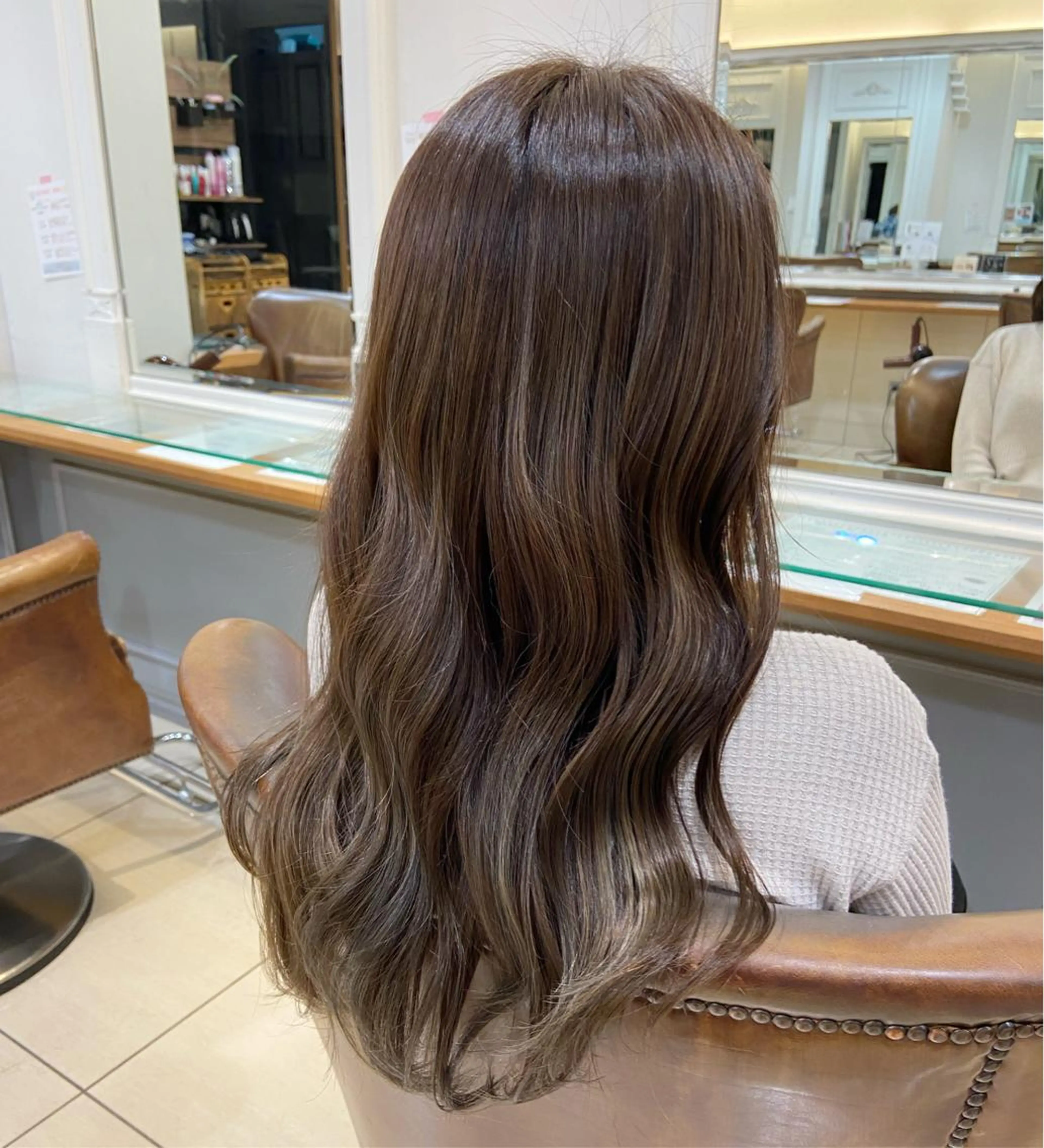 ロング カラー ブラウンカラー ハイライトカラー オリーブブラウン ハイライト カット ヘアカラー 🫧 nanaco🫧のヘアスタイル