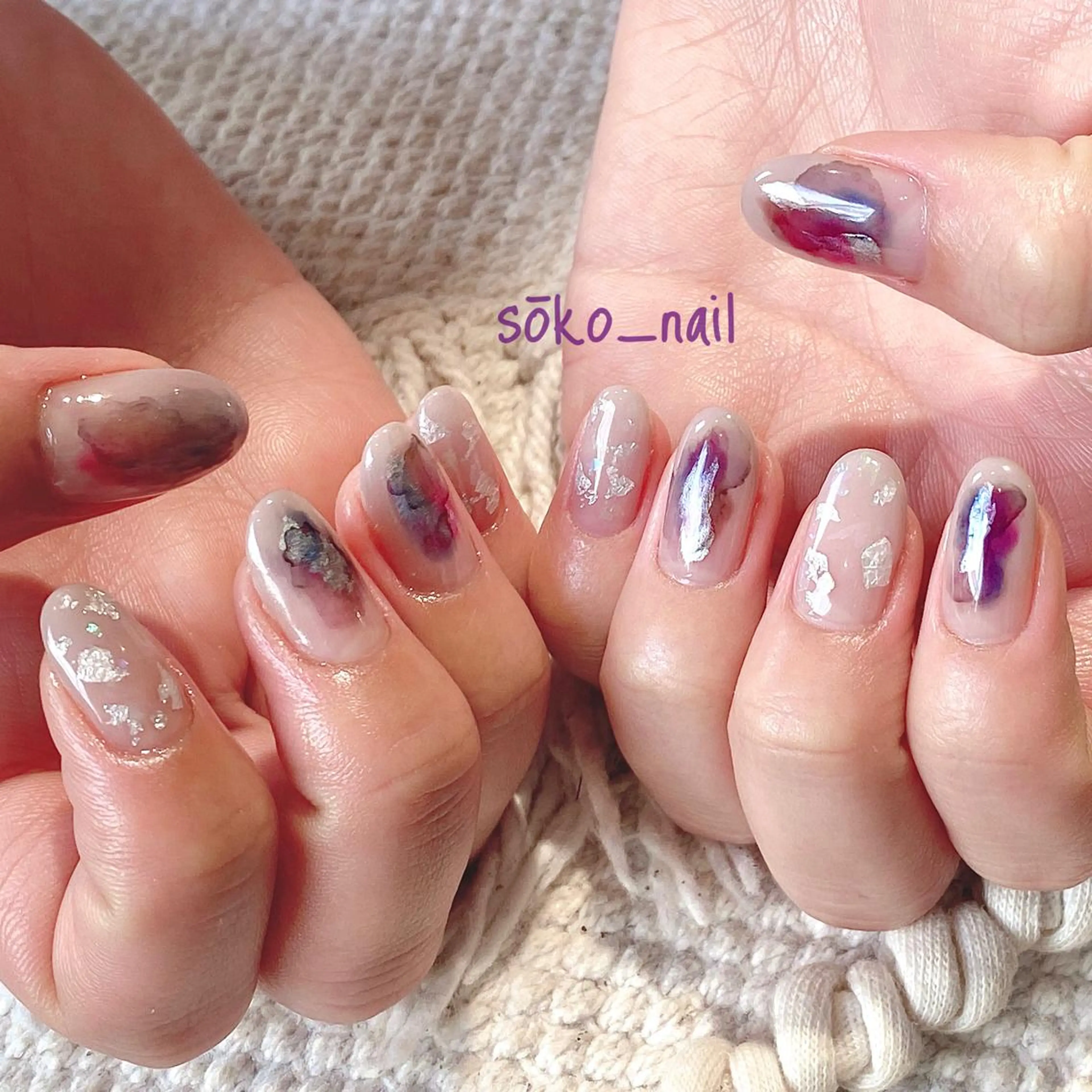 【10本デザイン・オフ無し】手描き✨パーツ✨ニュアンス✨チグハグ✨持ち込み✨お任せもOK🙆🏼‍♀️💕の写真