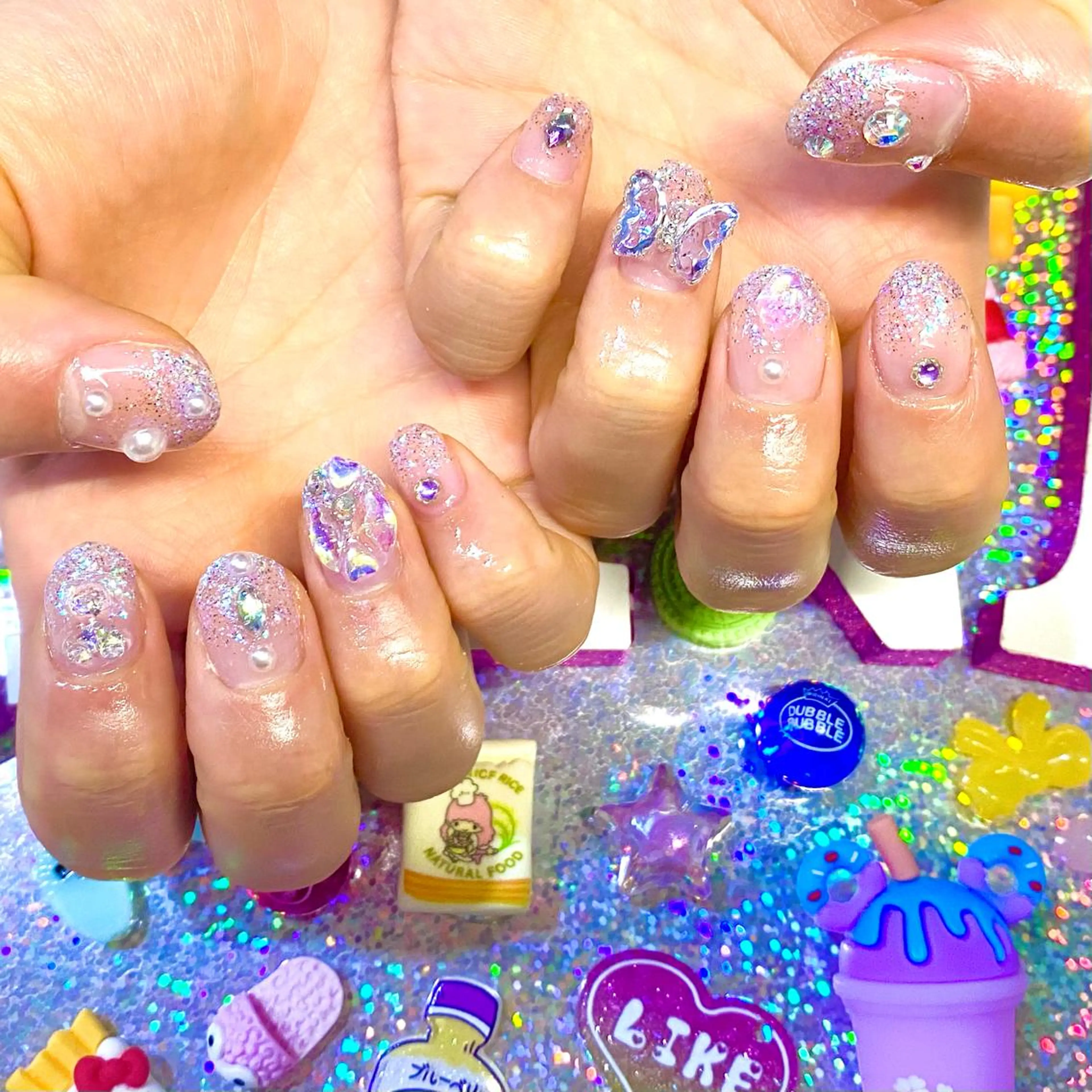 ネイル アートネイル オーロラネイル クリアネイル ジェルネイル ニュアンスネイル 8appy YUKITIN.Bのネイルデザイン