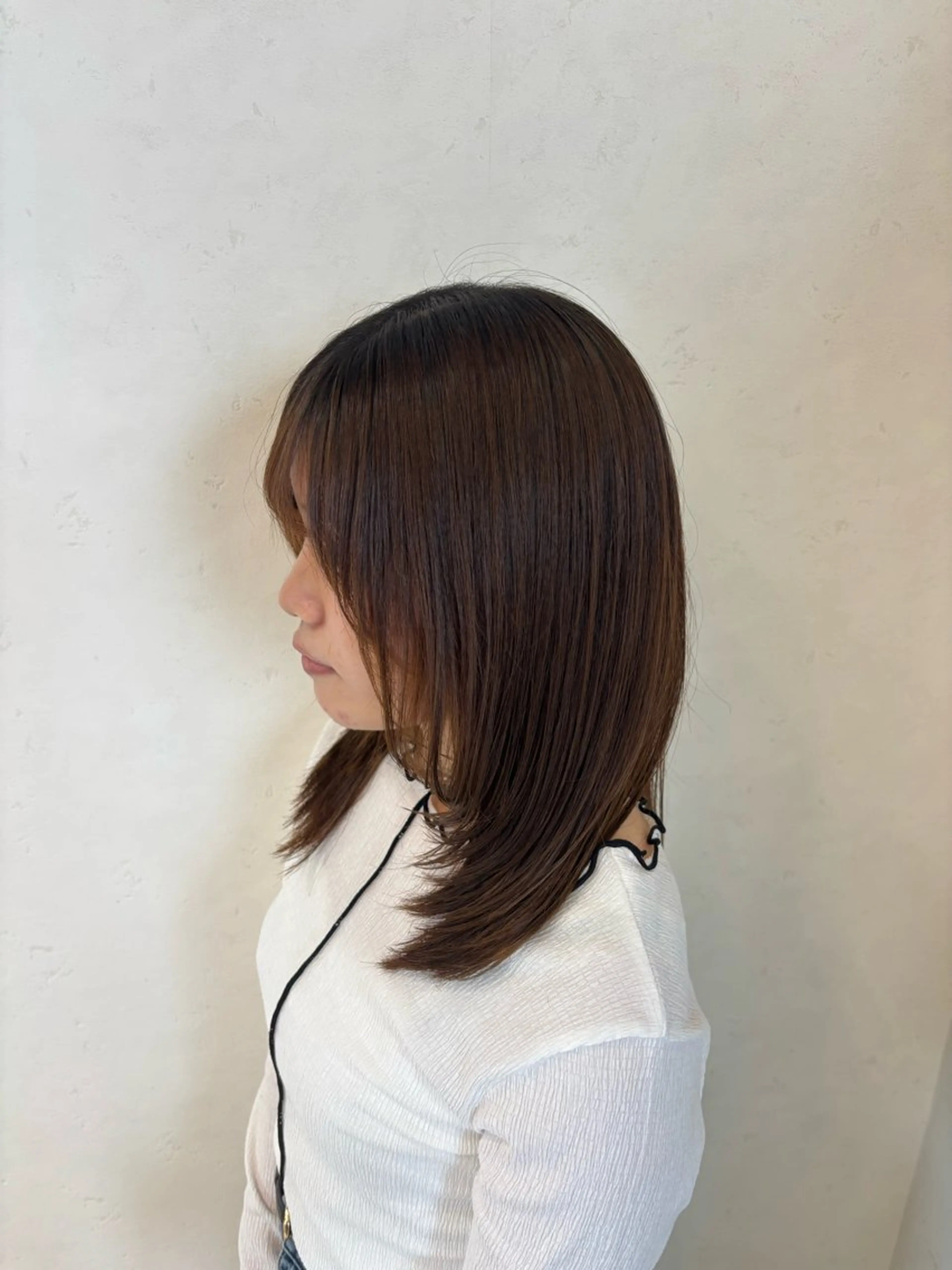 セミロング レイヤーカット 縮毛矯正 レディースレイヤー× 透明感カラー/紗彩のヘアスタイル