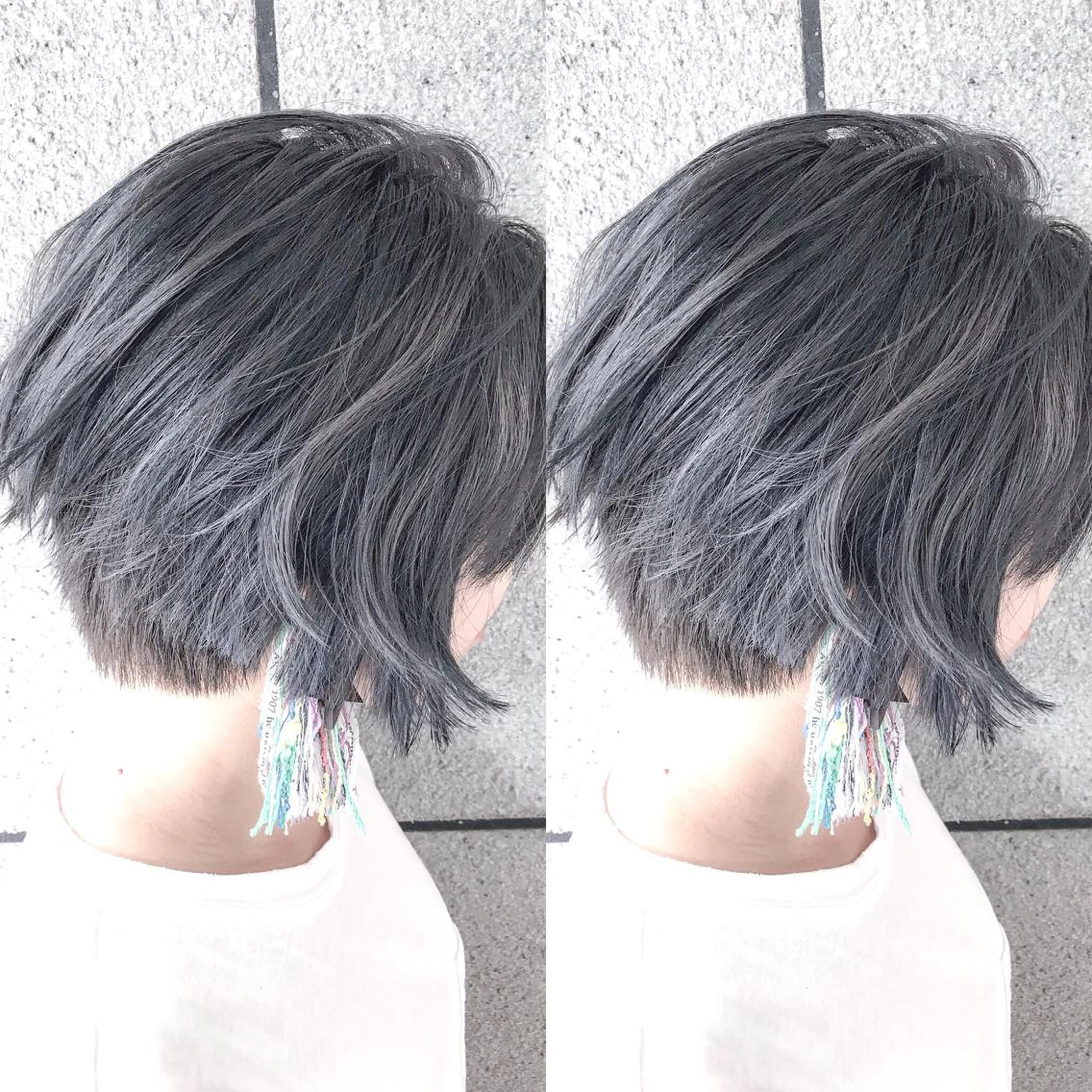 ショート カラー ブルーカラー ブルーグレー ブルーグレージュ グレージュ ヘアカラー BOX mico.のヘアスタイル