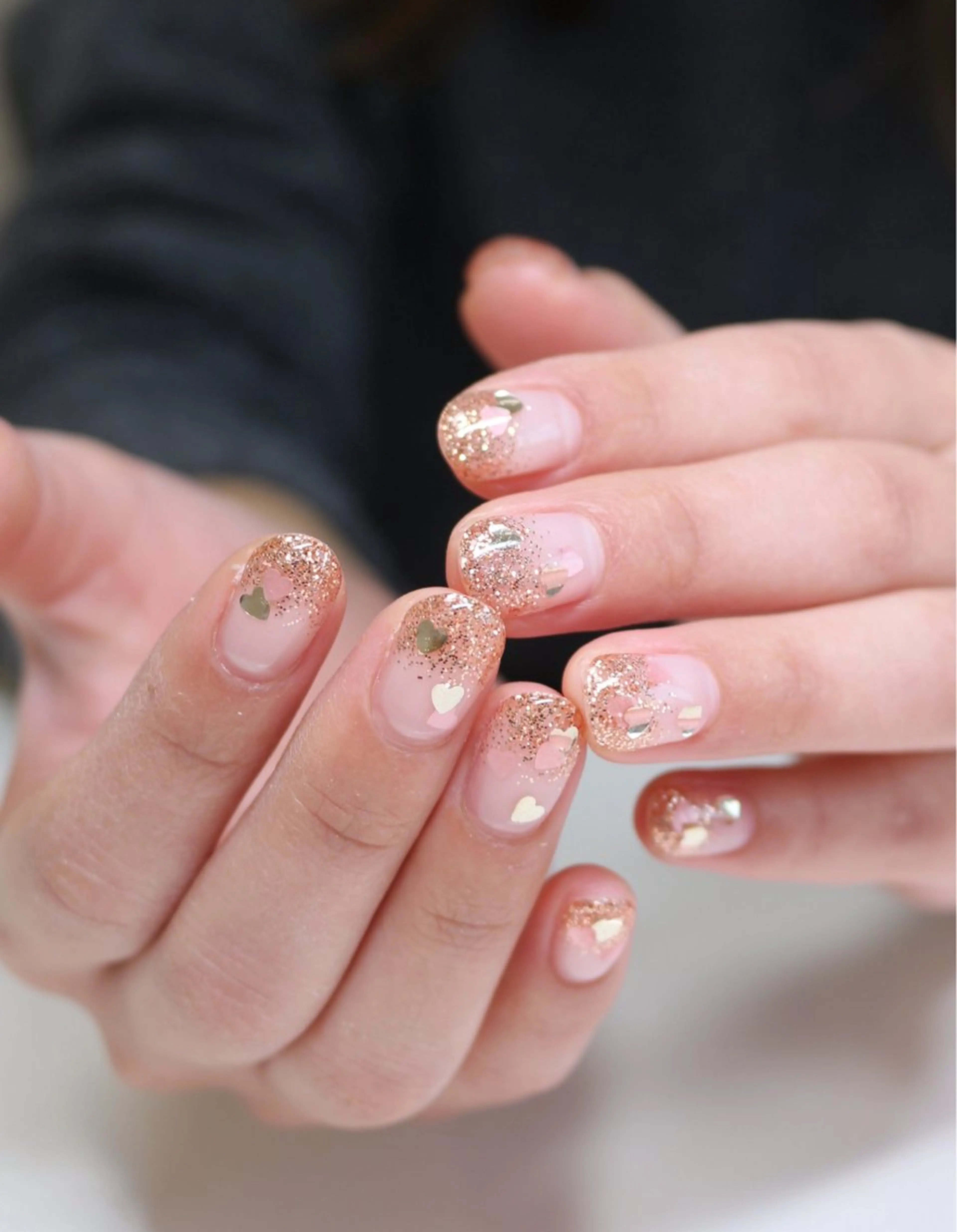 ネイル ハート キラキラネイル ラメ(グリッター) バレンタイン ハンドネイル Baku Nailsのネイルデザイン
