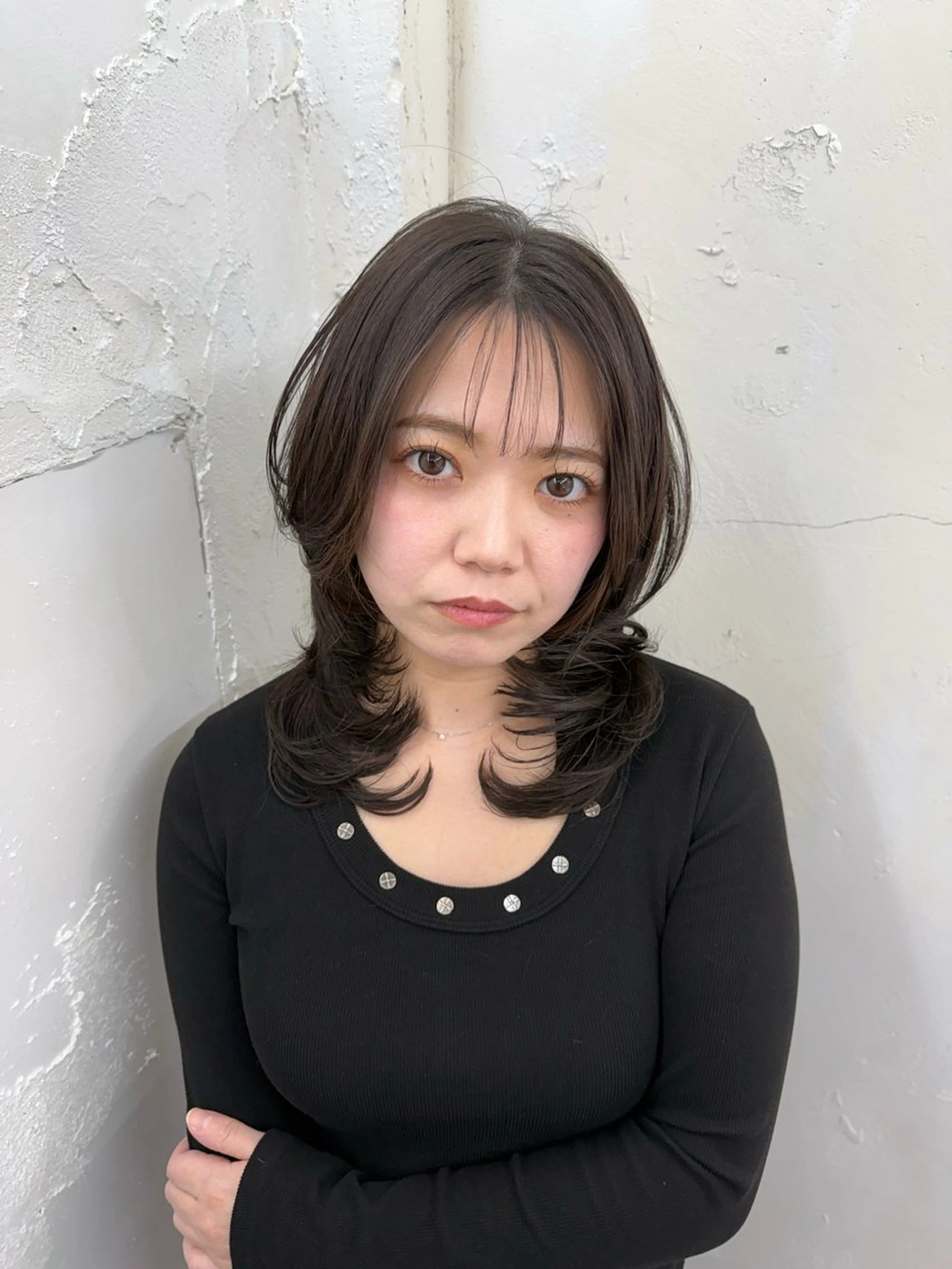 セミロング レイヤーカット カット 𝙃𝘼𝙍𝙐🎀 韓国×エクステのヘアスタイル