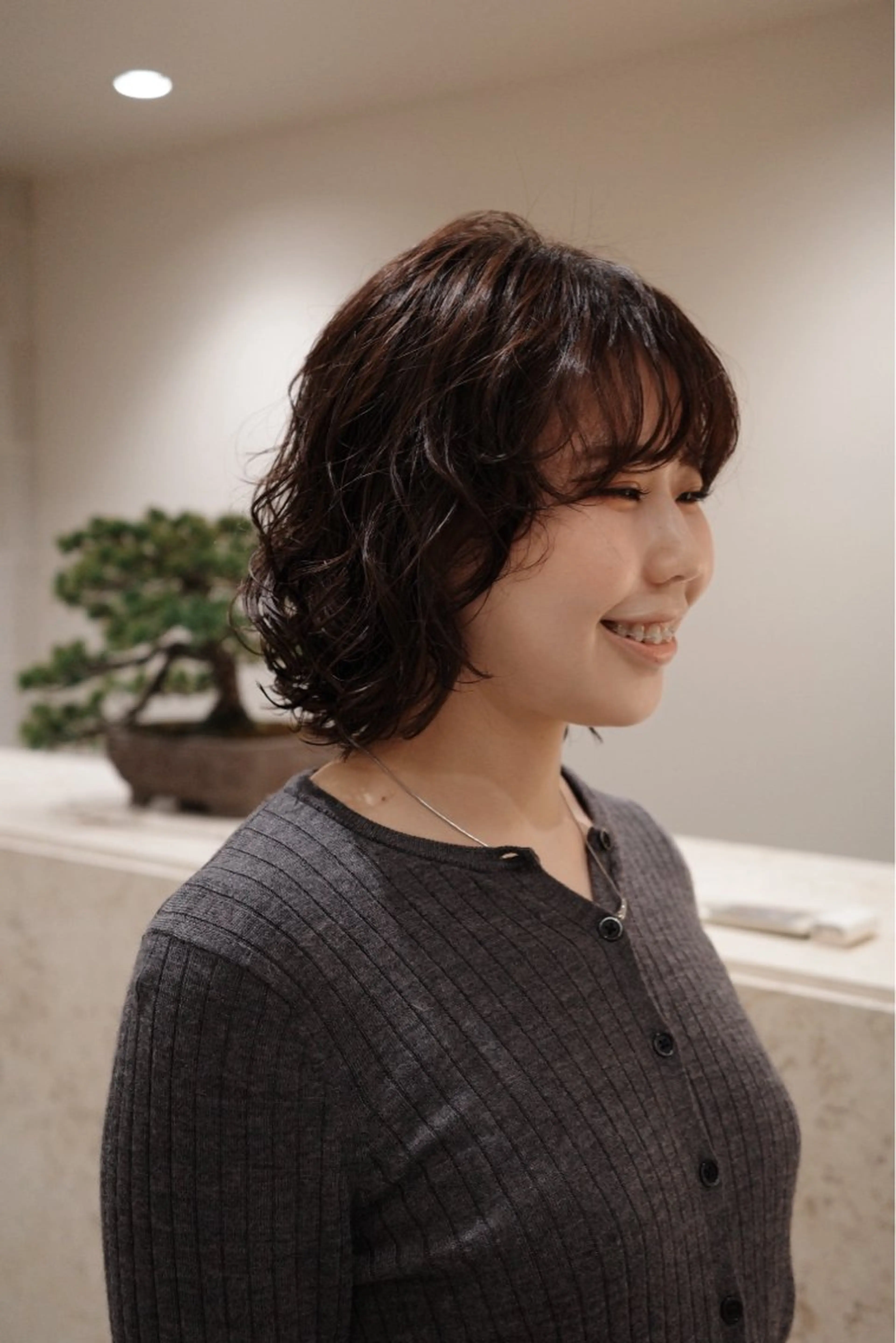 ミディアム パーマ HEIMER ミカド　サトル△のヘアスタイル
