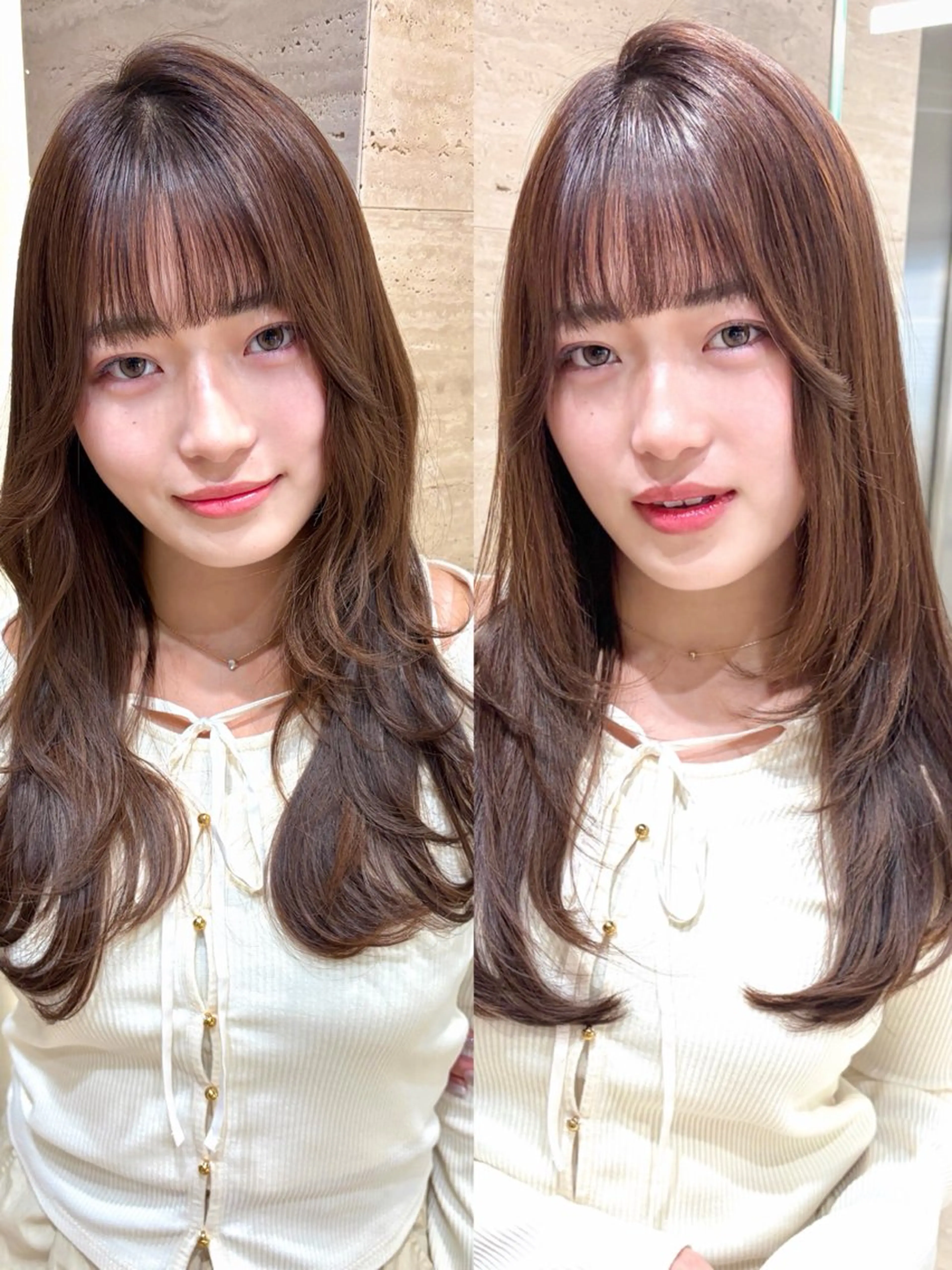 ミディアム カット ヘアカラー トリートメント 前髪・顔周りカット☆ あらいみゆのヘアスタイル